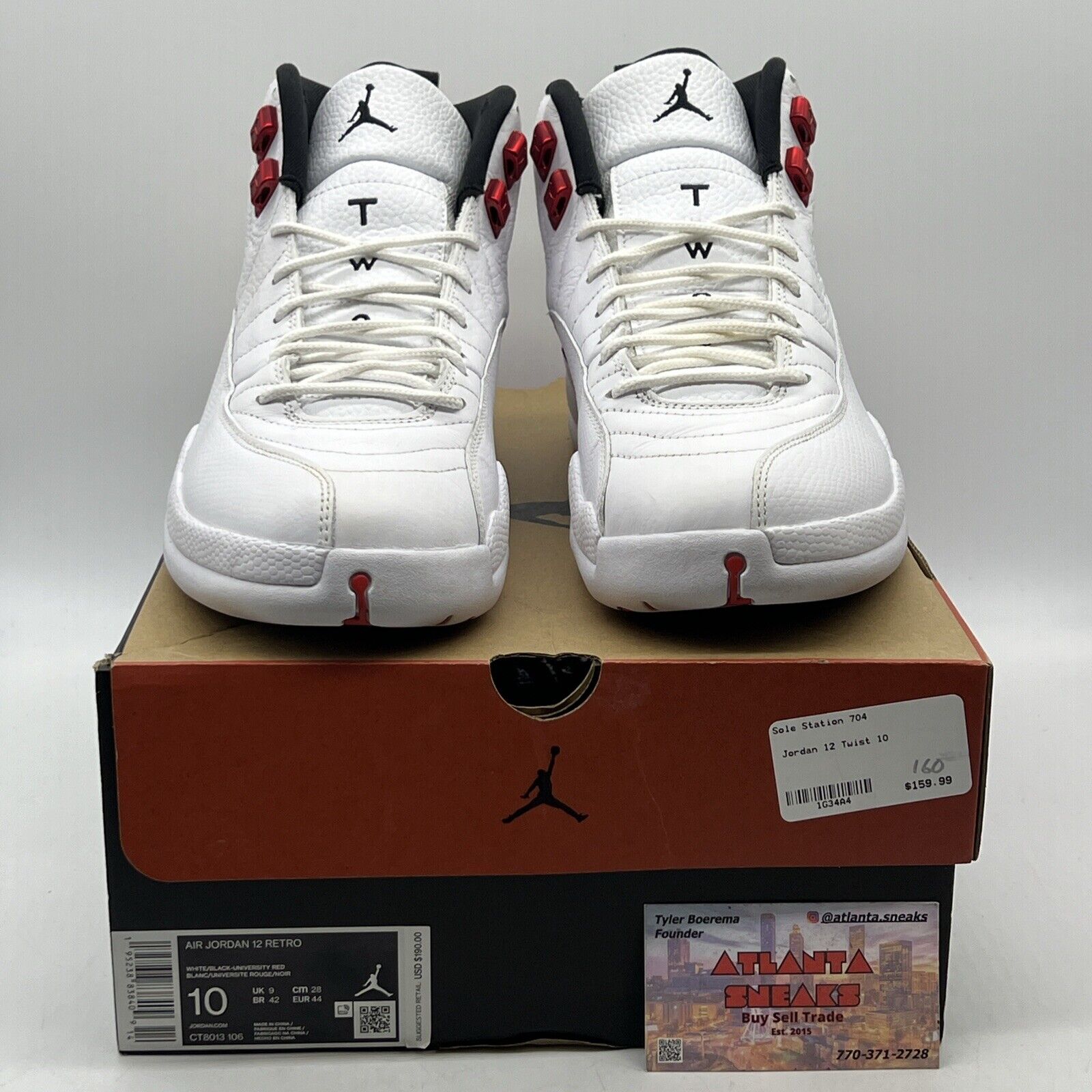 Size 10 - Air Jordan 12 Retro Twist White Red Black Leather (CT8013-106)