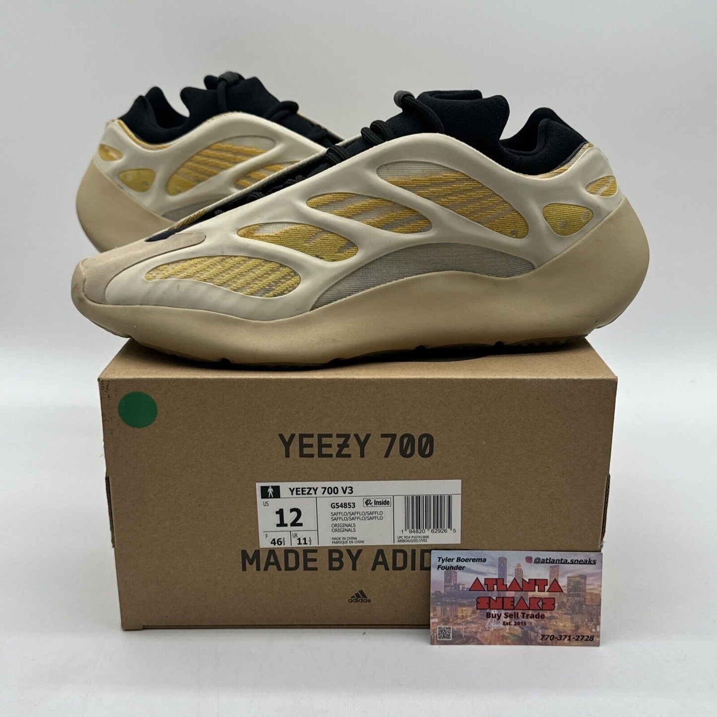 Size 12 - adidas Yeezy 700 V3 Safflower Yellow Black Money Comfy Boost Slip On