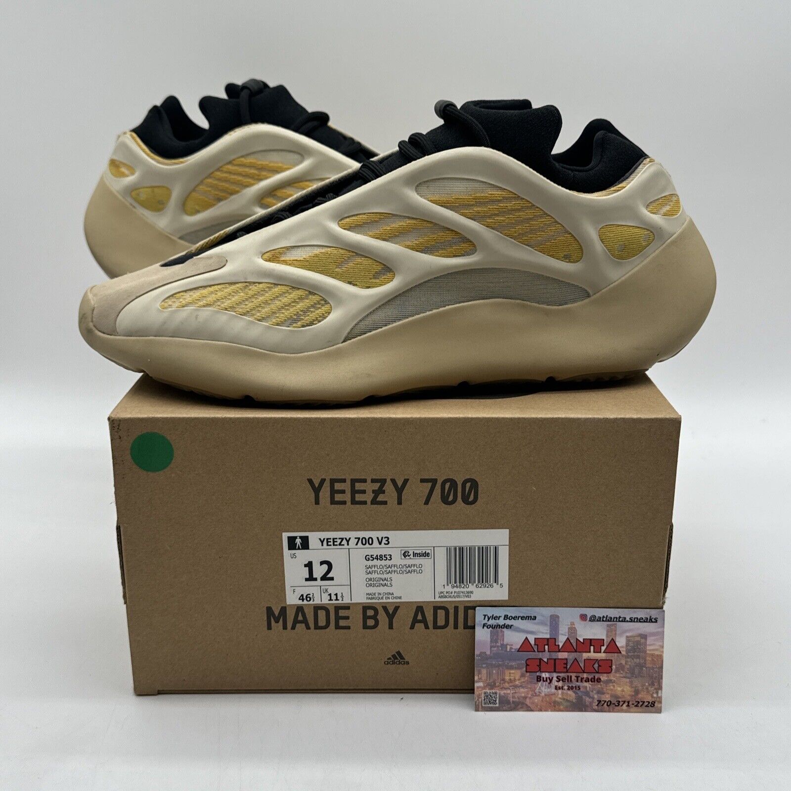 Size 12 - adidas Yeezy 700 V3 Safflower Yellow Black Money Comfy Boost Slip On