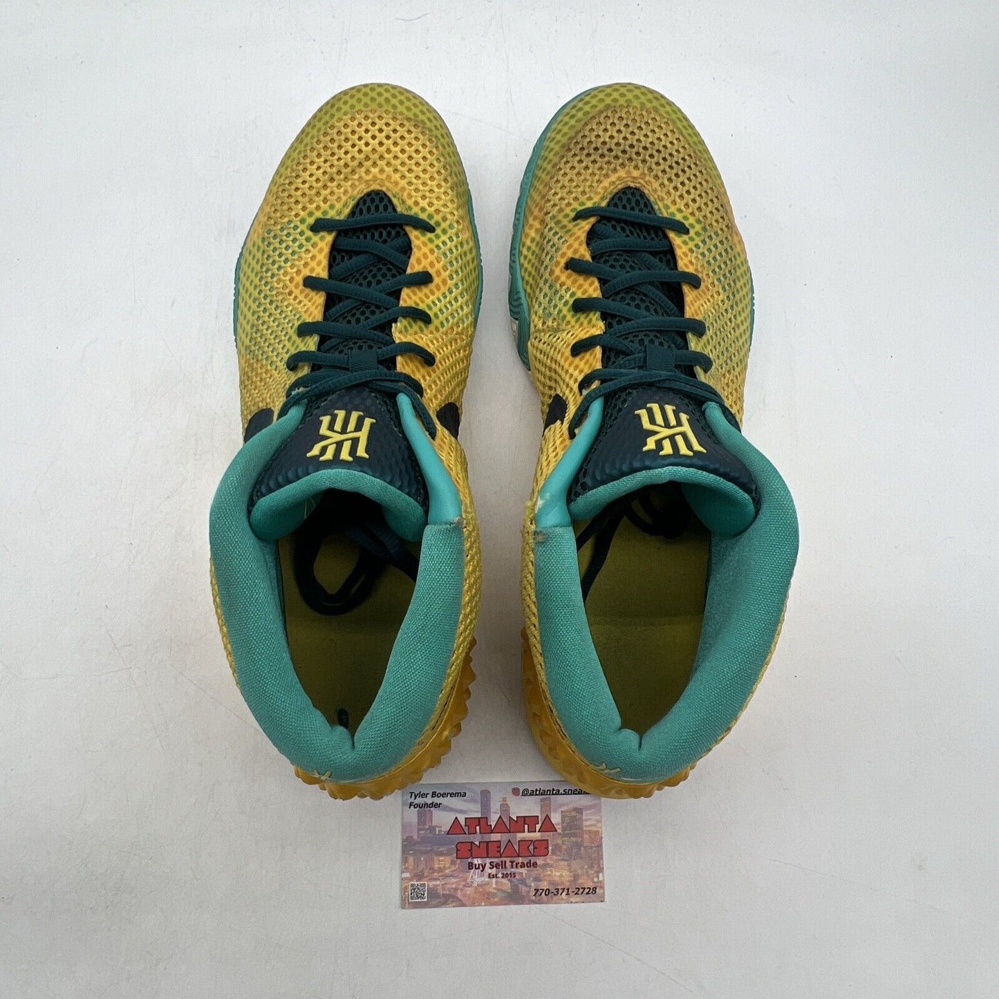 Size 13 - Nike Kyrie 1 Letterman White Aqua Yellow (705277-737)