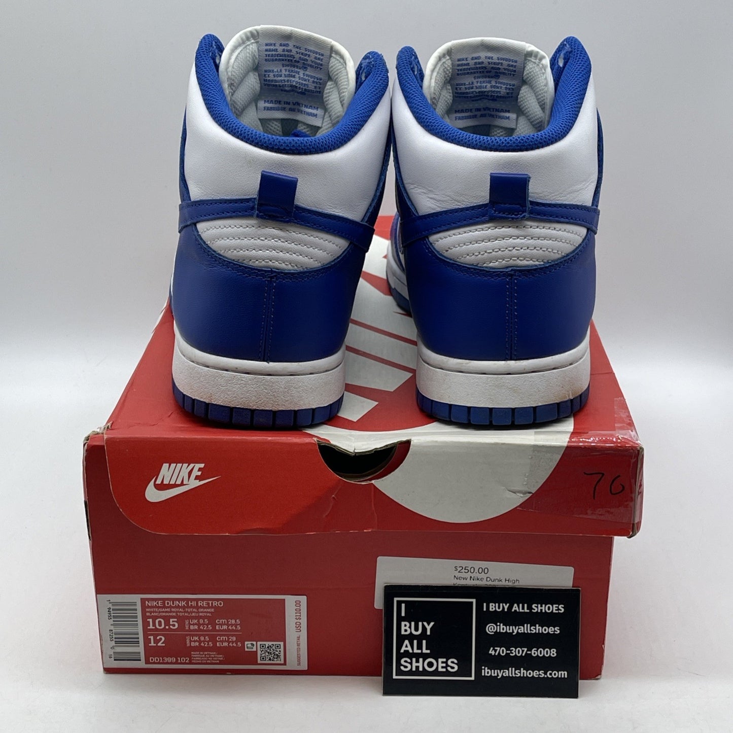 Size 10.5 - Nike Dunk 2021 High Kentucky Blue White Leather (DD1399-102)
