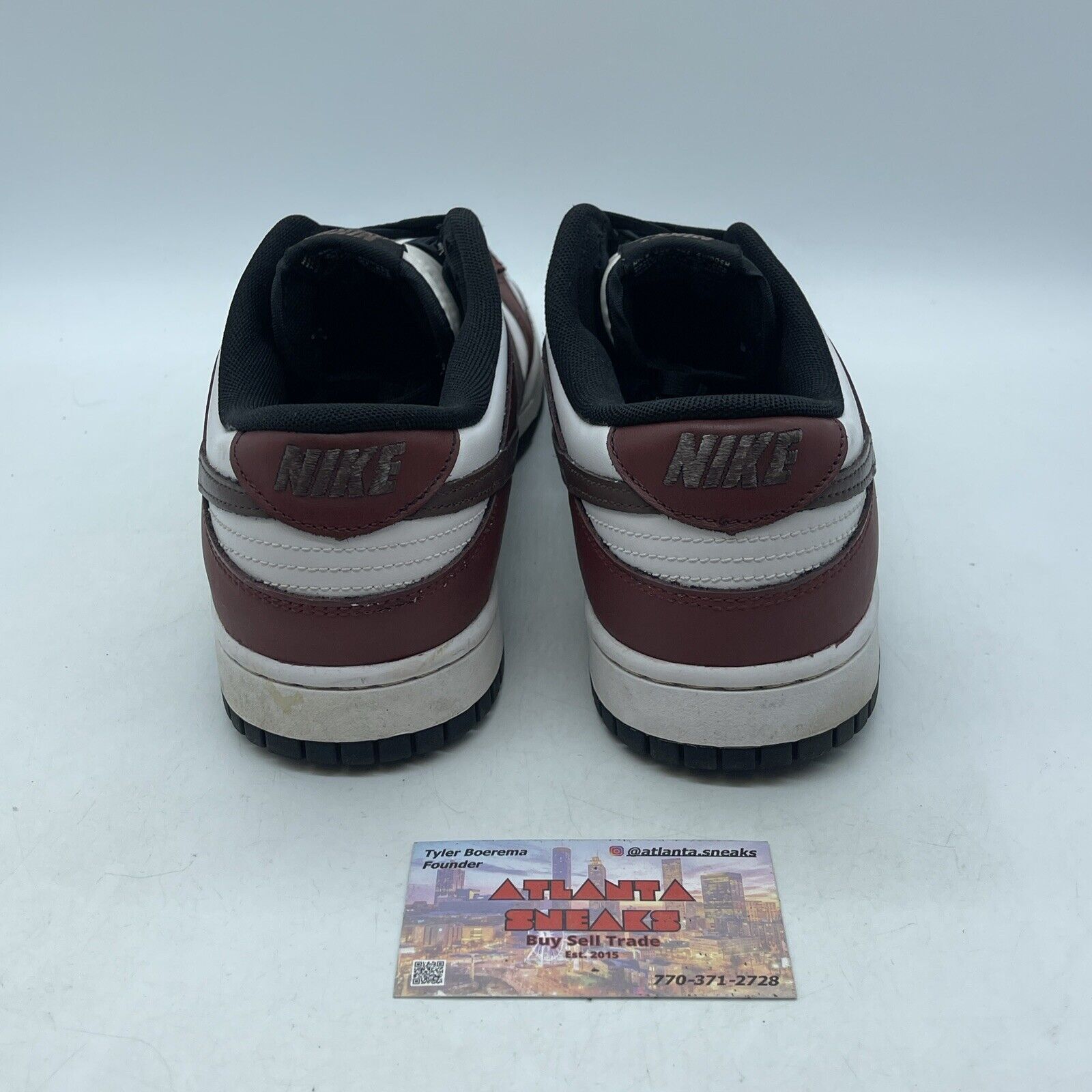 Size 10.5 - Dunk Low Black White Burgundy Leather Custom* (DD1391-100)