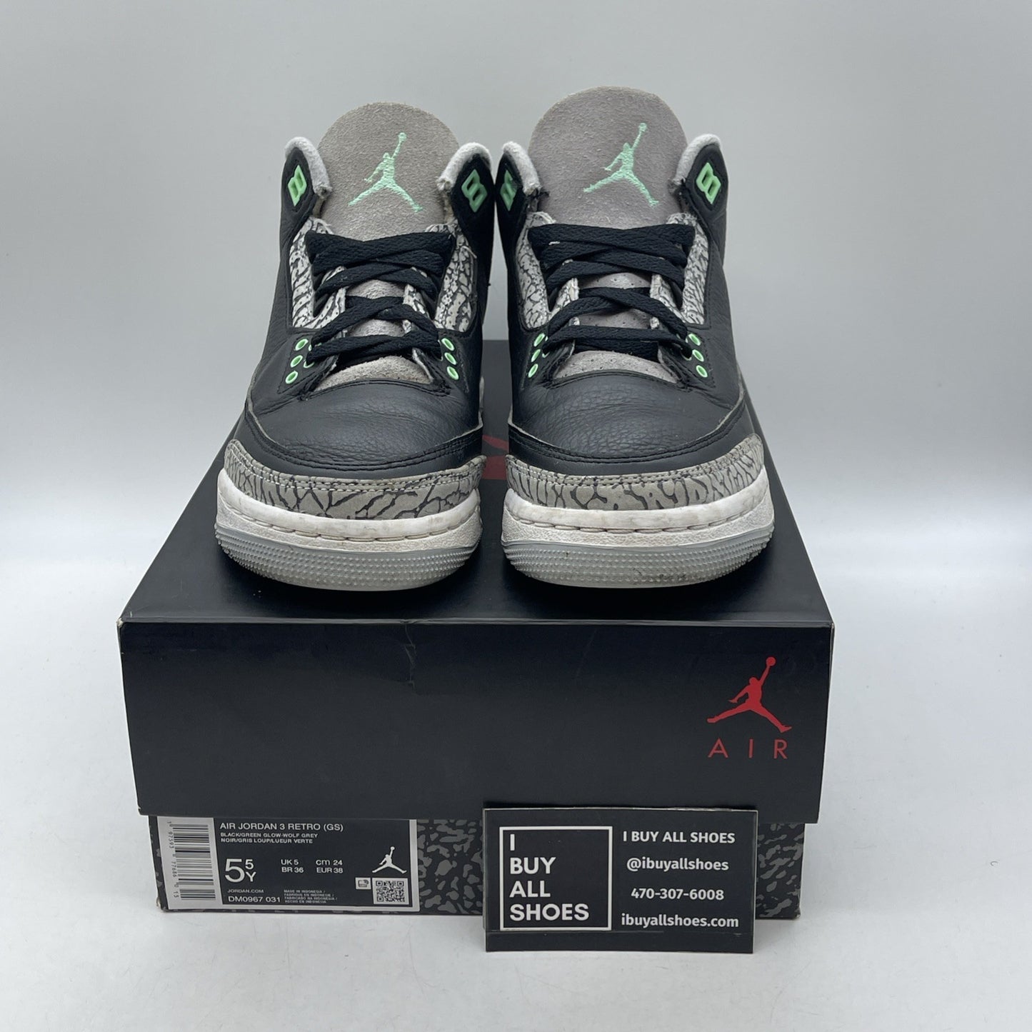 Size 5.5Y - Air Jordan 3 Retro Green Glow (DM0967-031)