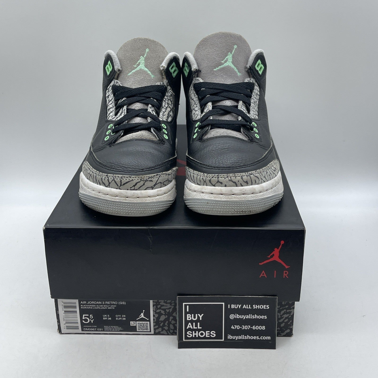 Size 5.5Y - Air Jordan 3 Retro Green Glow (DM0967-031)