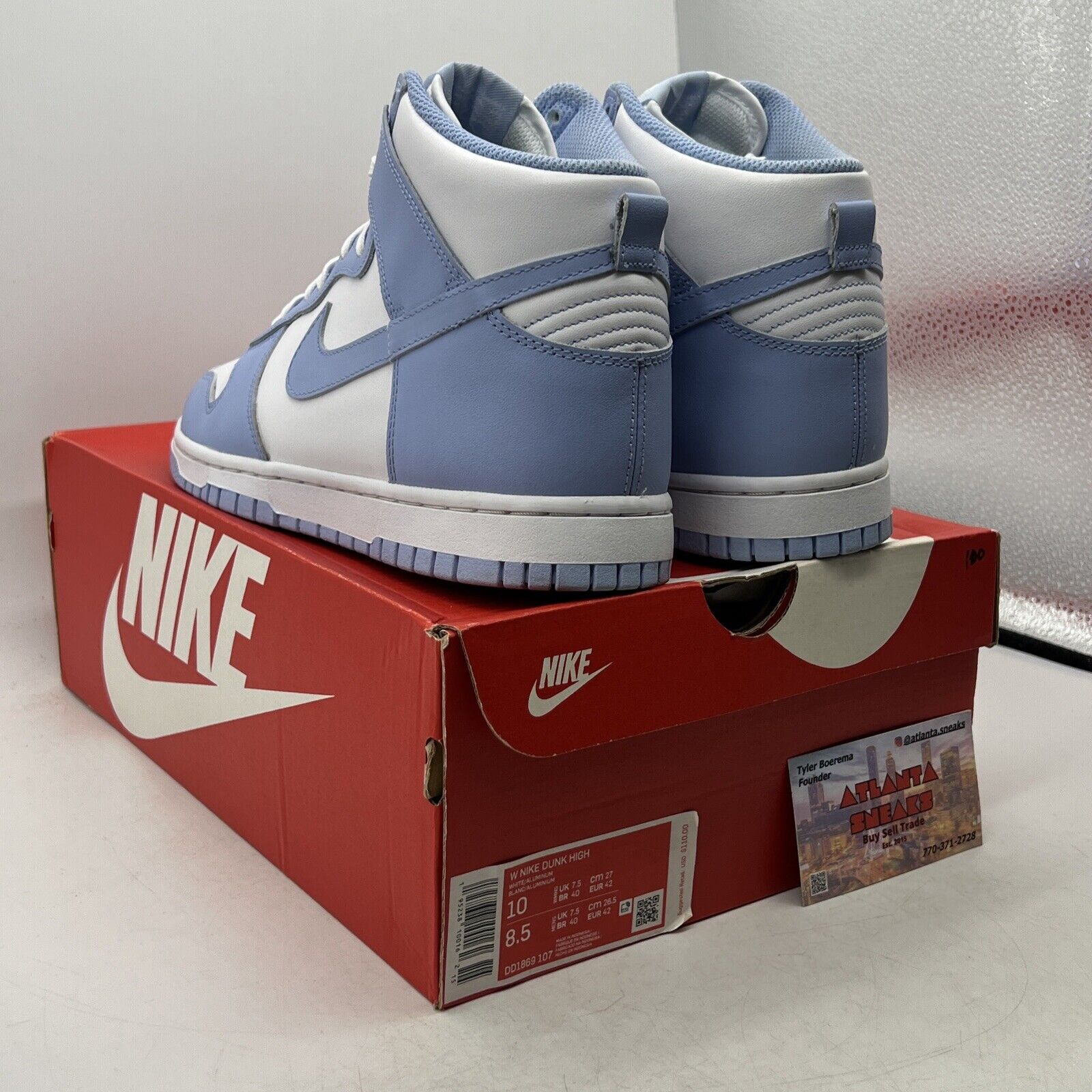 Size 10 - Nike Dunk High Aluminum White Blue Leather (DD1869-107)