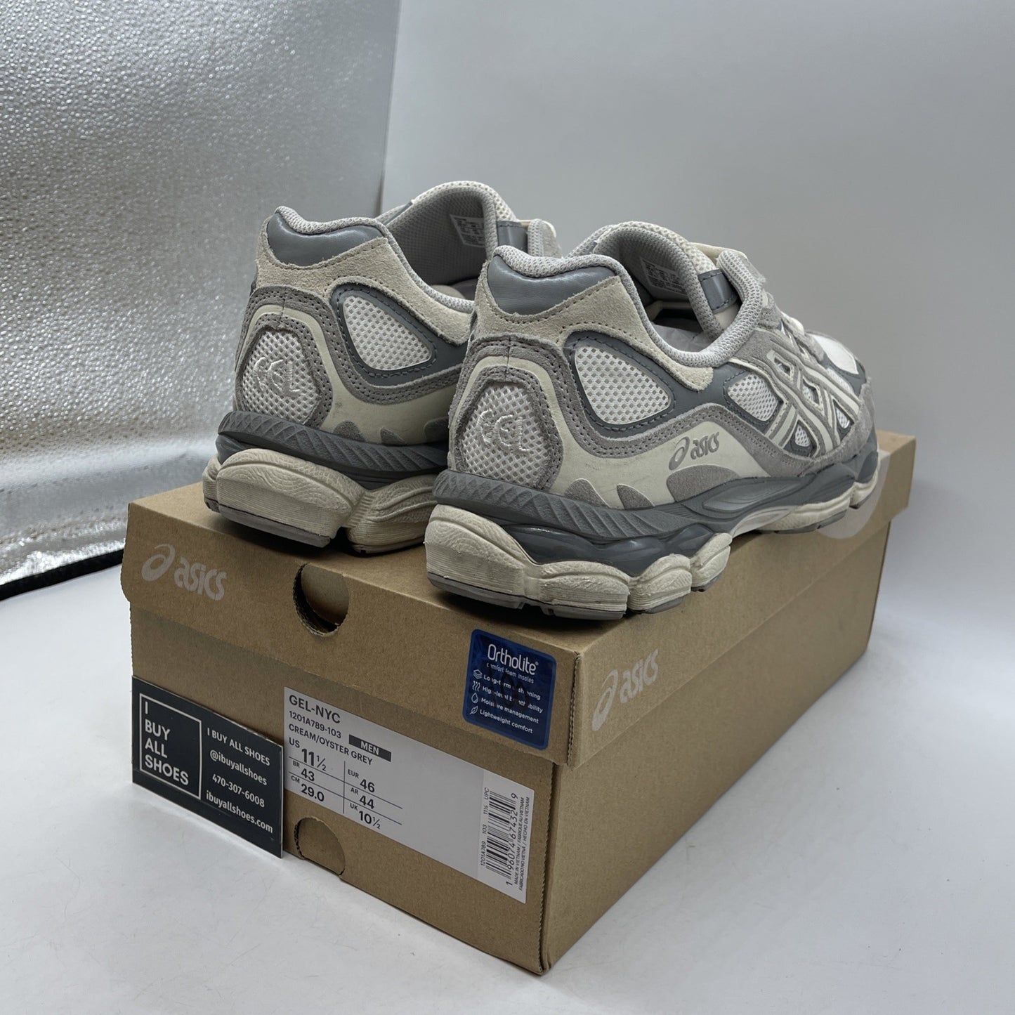 Size 11.5 - Asics Gel NYC Cream Oyster Grey (1201A789-103)