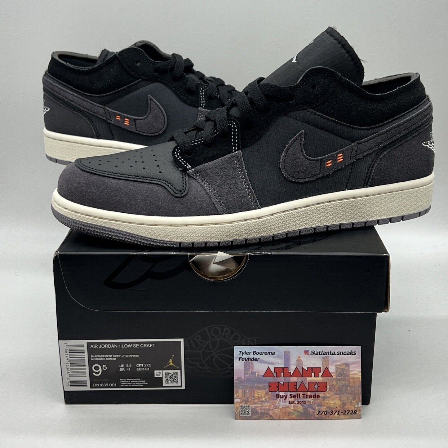 Size 9.5 - Jordan 1 Low Inside Out Black Gray Brand New Og All