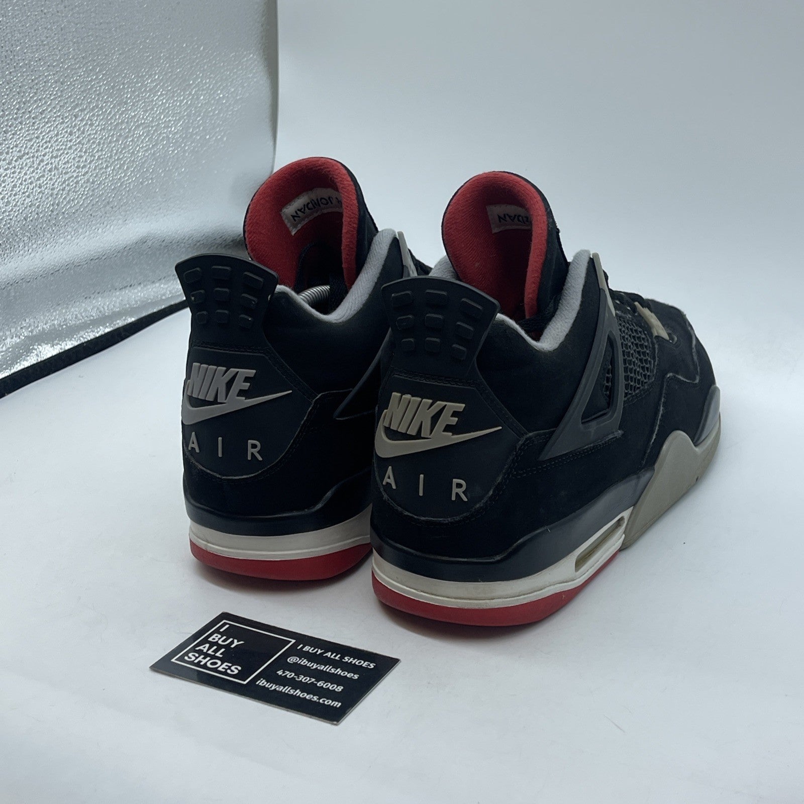 Size 12 - Jordan 4 Retro OG Mid Bred 2019 Black Grey Suede (308497-060)