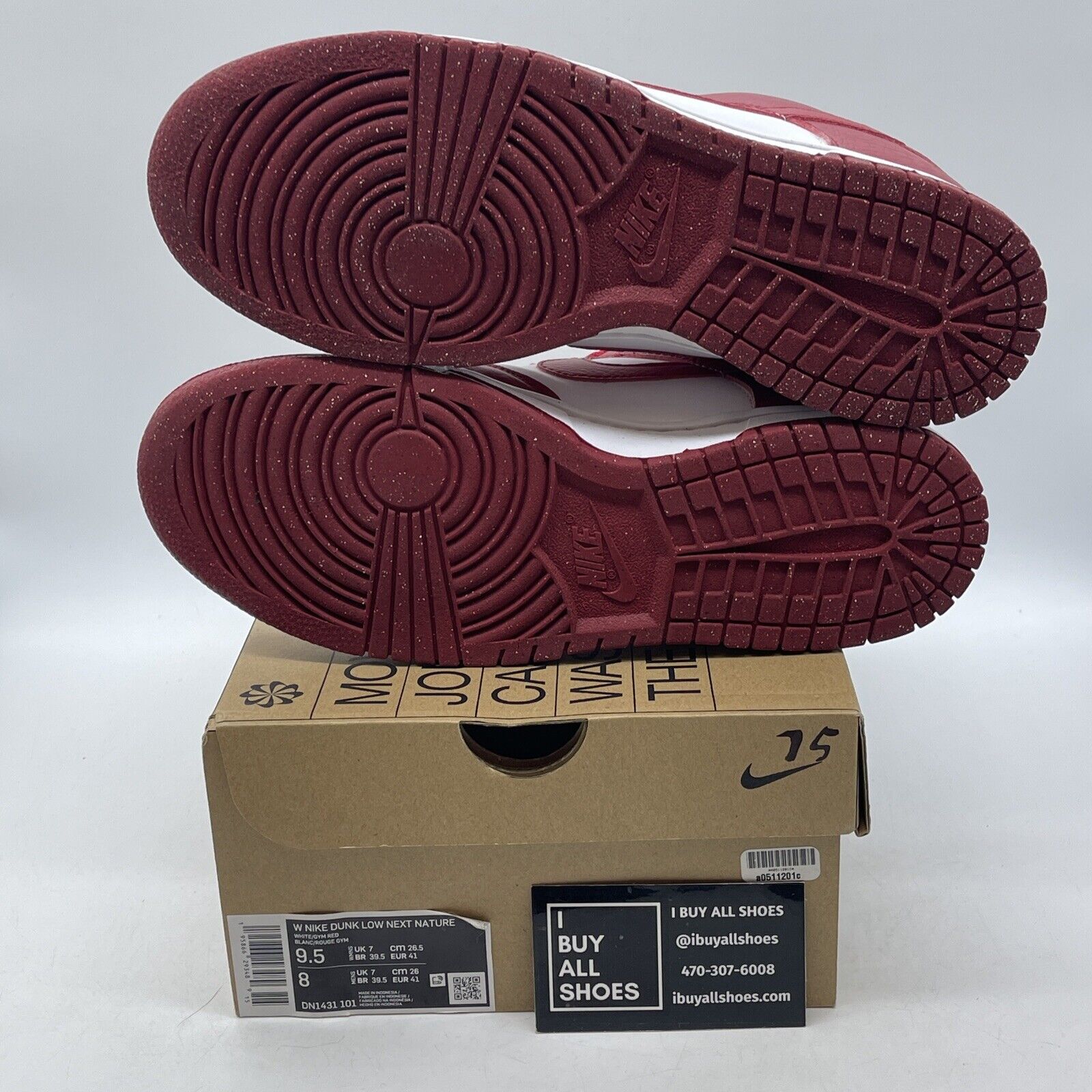 Size 9.5 - Nike Dunk Low Next Nature Gym Red White Leather (DN1431-101)
