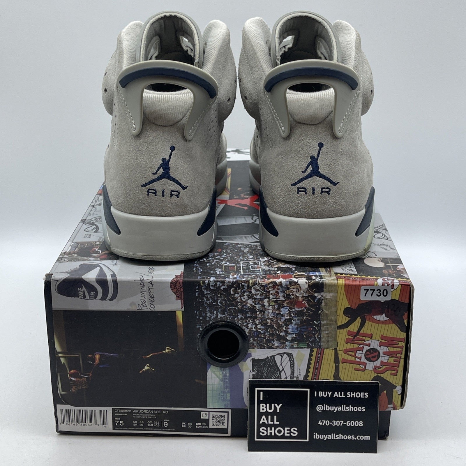 Size 7.5 - Jordan 6 Retro Mid Georgetown Grey Blue Suede (CT8529-012)