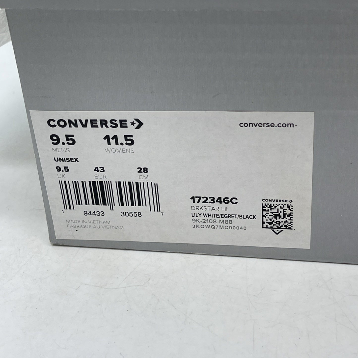 Size 9.5 - Rick Owens x Converse DRKSHDW DRKSTAR Chuck 70 High Egret (172346C)
