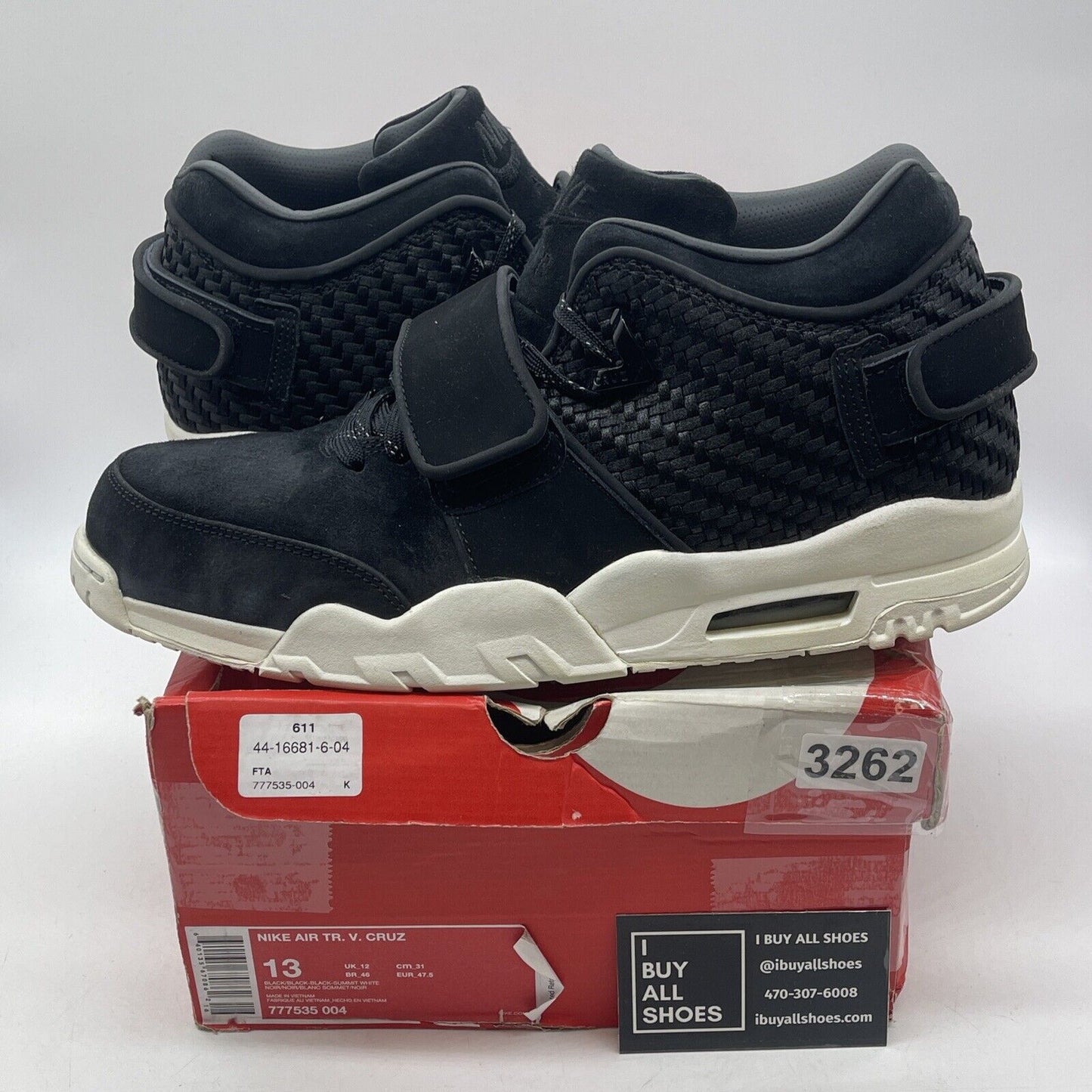 Size 13 - Nike Air Trainer Cruz Black Suede Leather White (777535-004)
