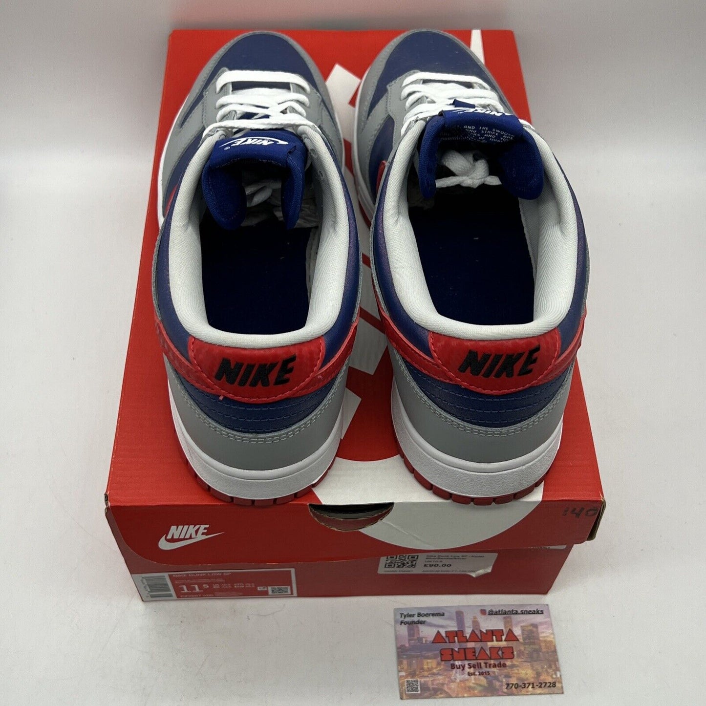 Size 11.5 - Nike Dunk Retro 2020 Low Samba Red Navy Grey Leather (CZ2667-400)