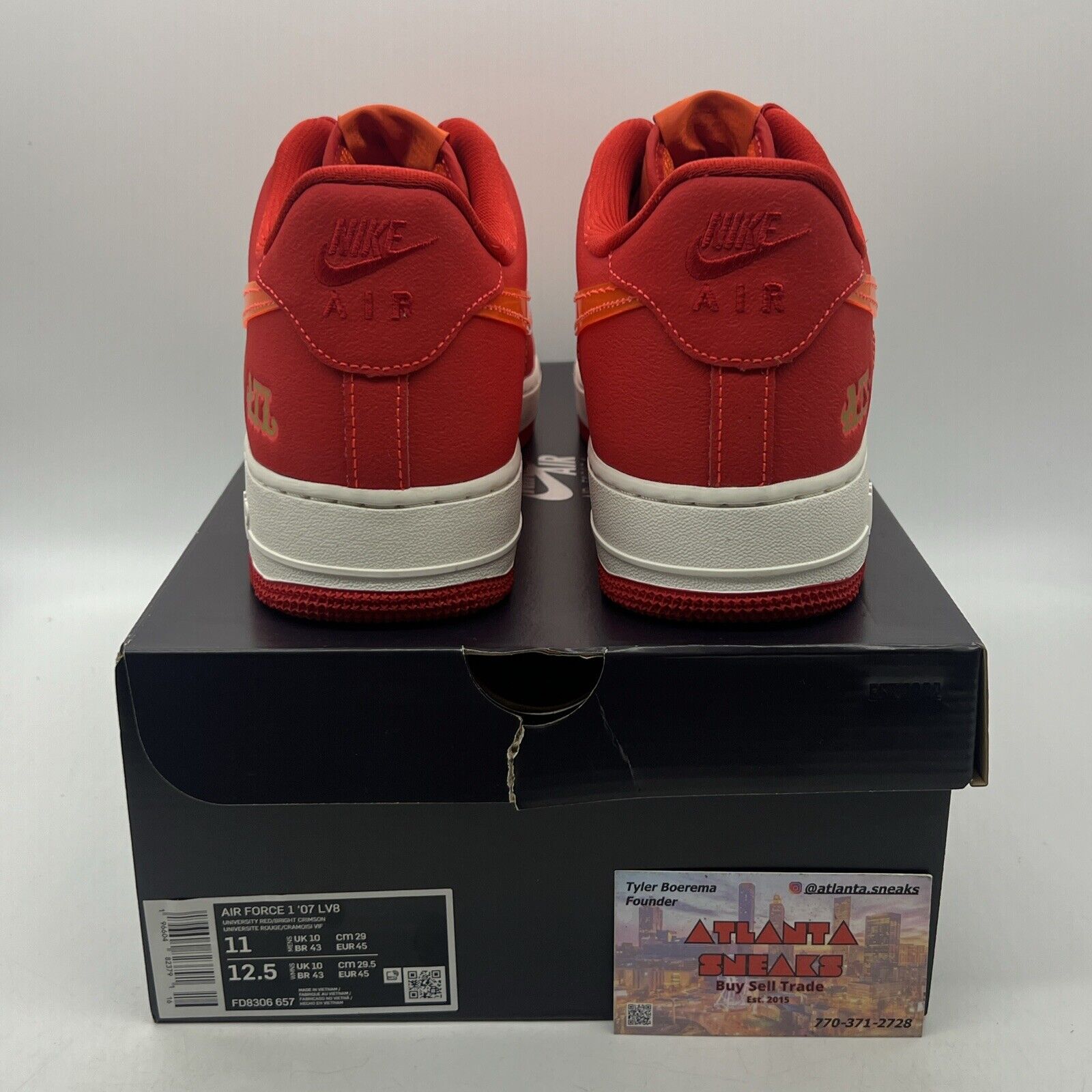 Size 11 - Nike Air Force 1 '07 ATL Red Orange Suede White  (FD8306-657)