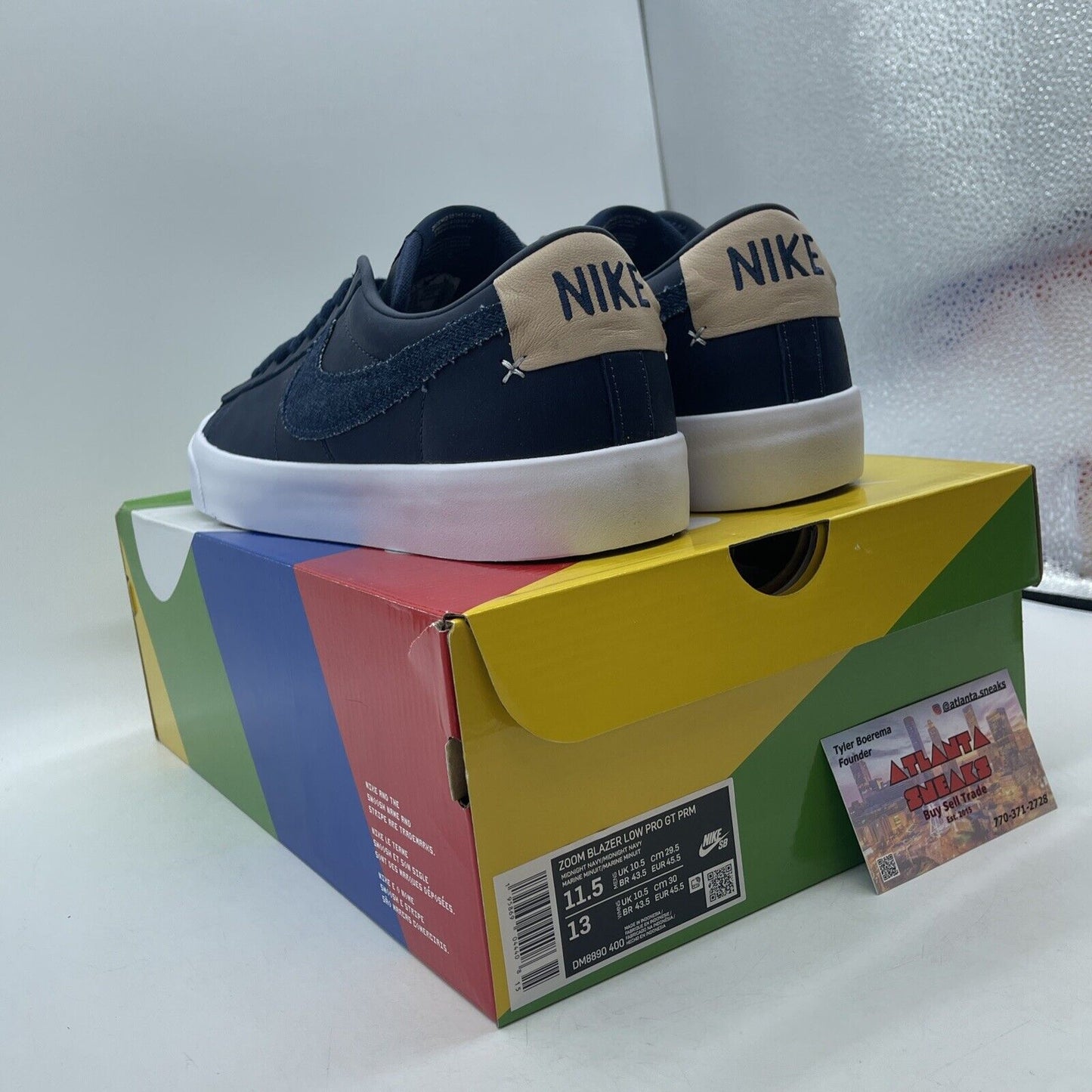 Size 11.5 - Nike Blazer GT SB Low Midnight Navy Denim White Leather (DM8890-400)