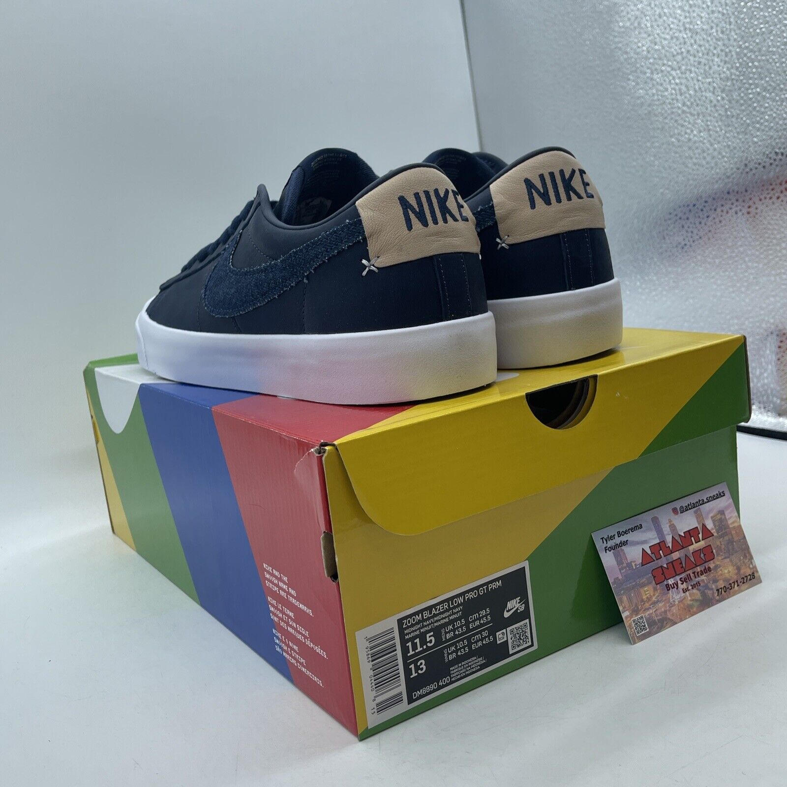 Size 11.5 - Nike Blazer GT SB Low Midnight Navy Denim White Leather (DM8890-400)