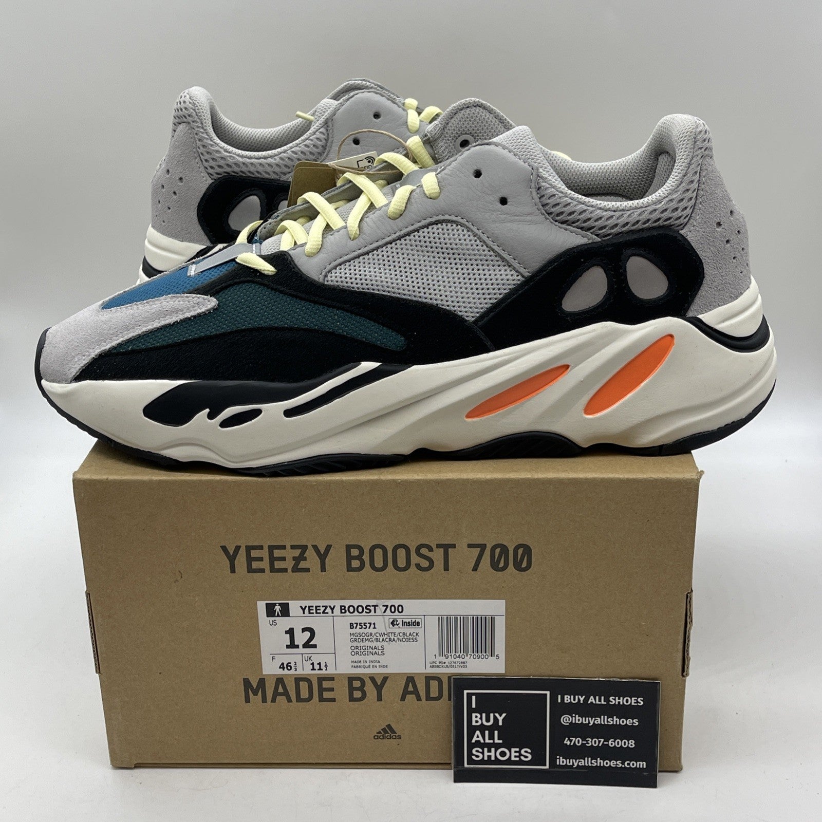 Size 12 - adidas Yeezy Boost 700 Low Wave Runner Black Grey (B75571)