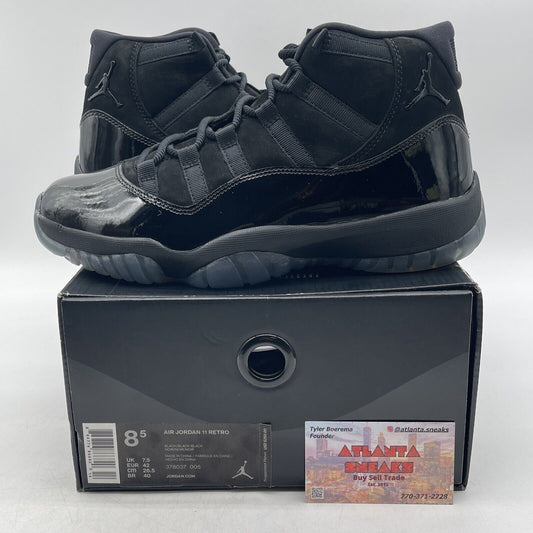 Size 8.5 - Jordan 11 Retro Cap and Gown 2018 Black Suede Leather (378037-005)