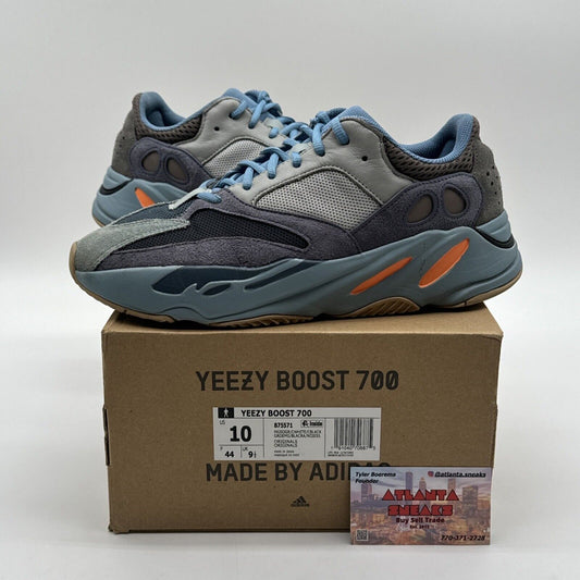 Size 10 - adidas Yeezy Boost 700 V1 Carbon Blue Orange Suede Gum Sole Blues Grey