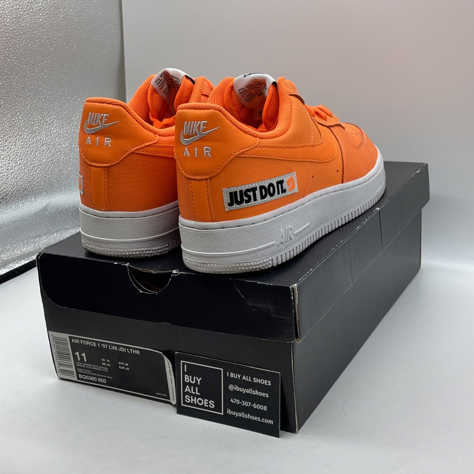 Size 11 - Nike Air Force 1 Low Total Orange White Leather (BQ5360-800)