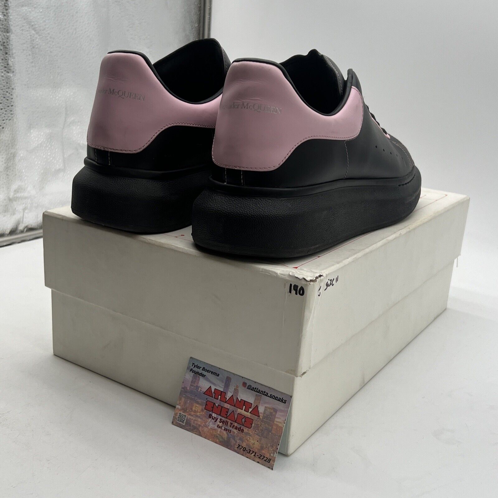 Size 11 - Alexander McQueen Men's Oversized Leather Sneakers Black Pink