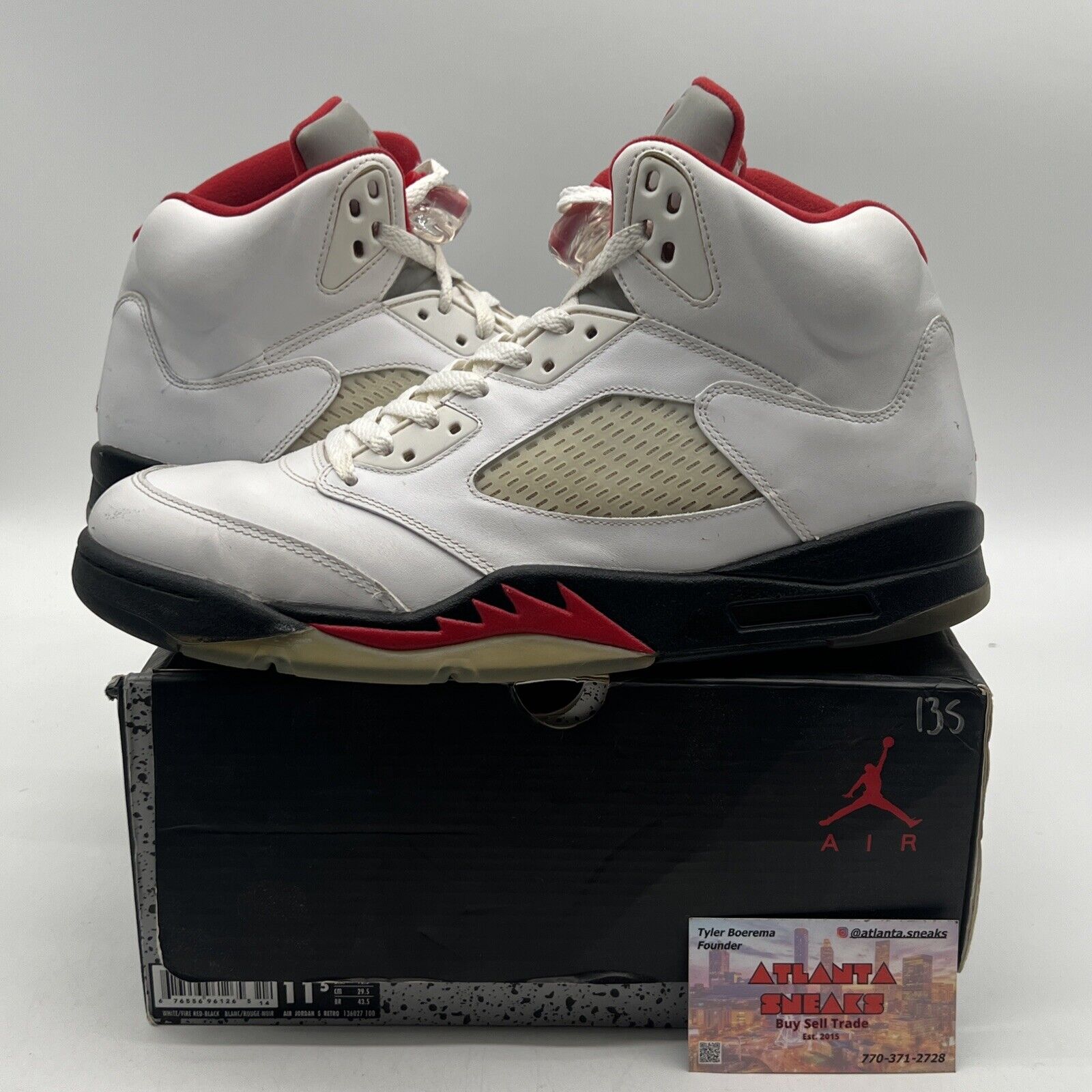 Size 11.5 - Air Jordan 5 Retro 2013 Fire Red Black White (136027-100)