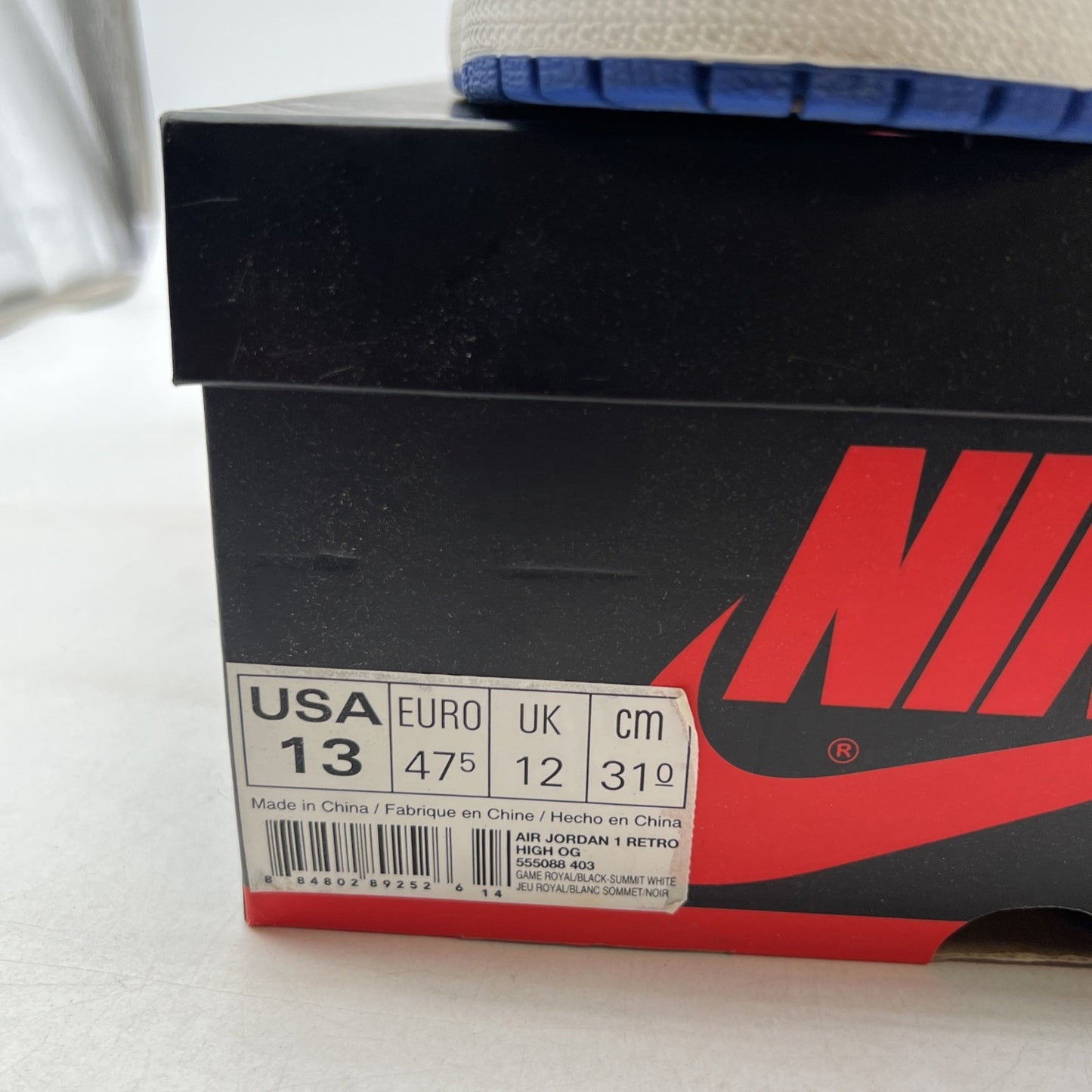 Size 13 - Air Jordan 1 Retro High OG Game Royal 2018 (555088-403)