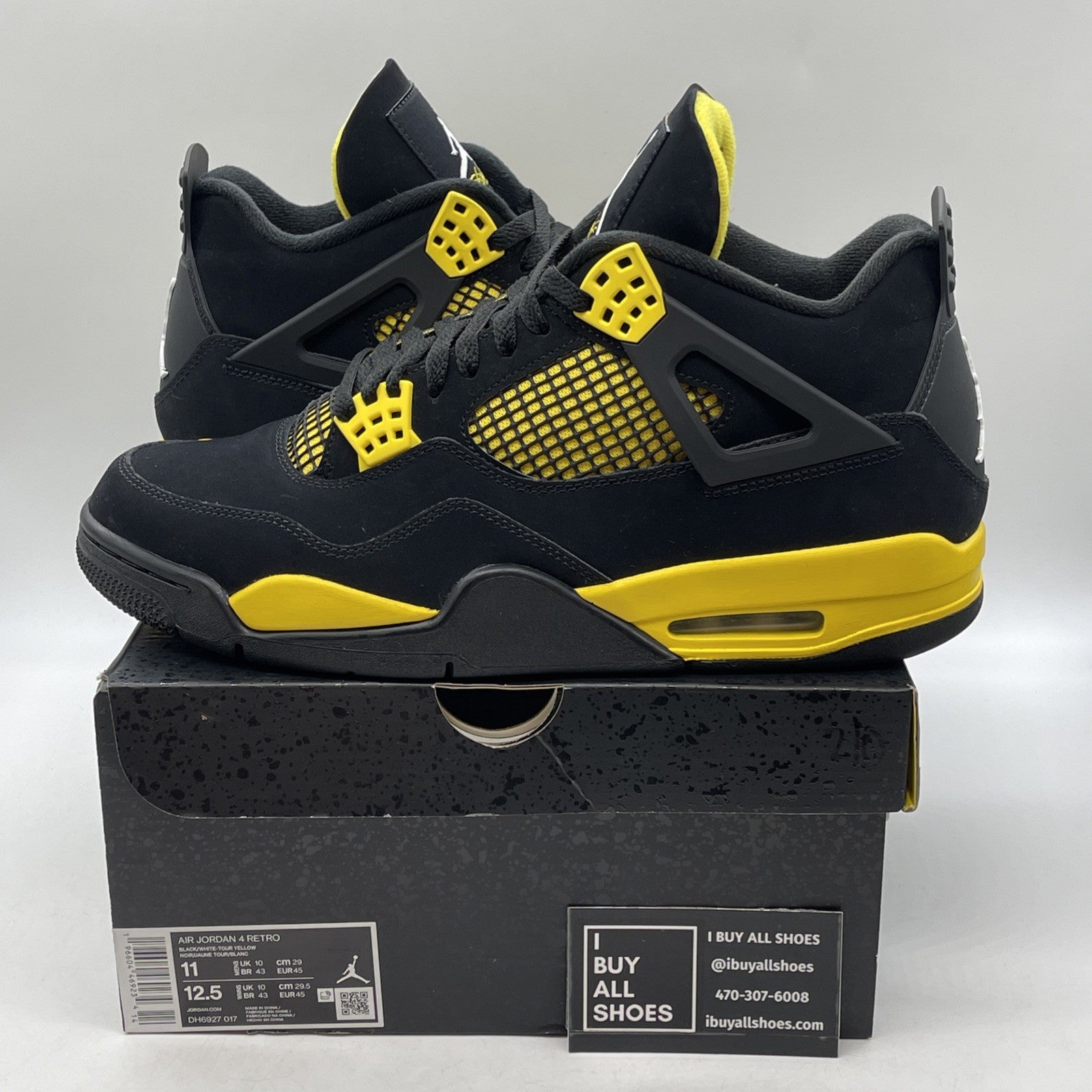 Size 11 - Jordan 4 Retro Mid Thunder Yellow Black Suede (DH6927-017)