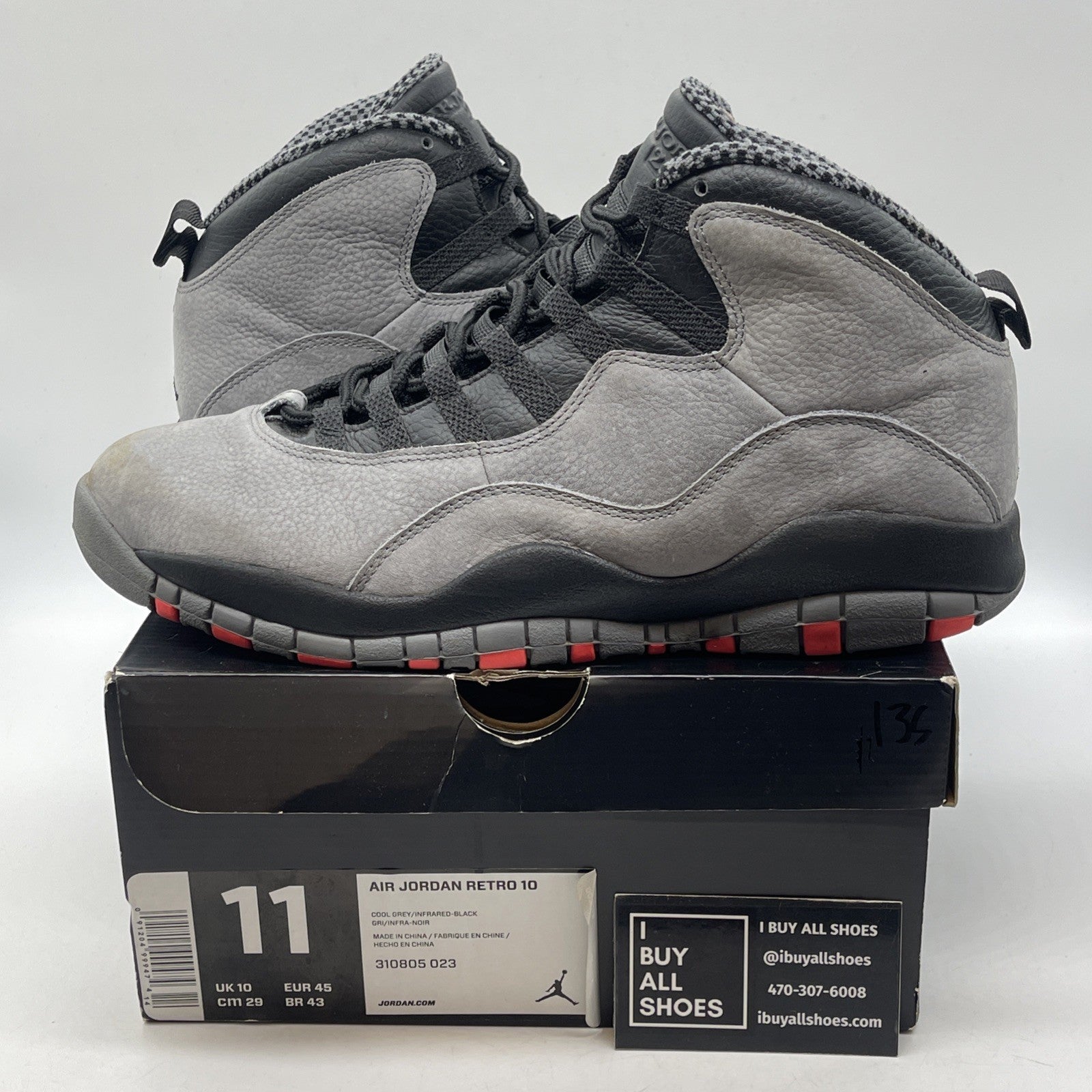 Size 11 - Air Jordan 10 Retro Cool Grey Black Suede Leather (310805-023)