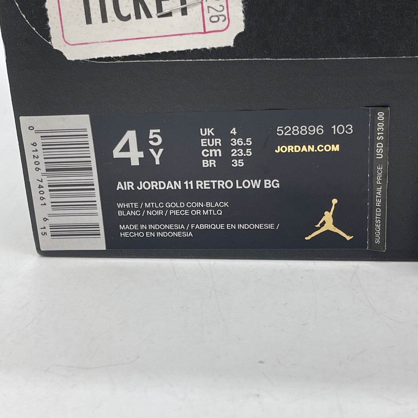 Size 4.5 - Air Jordan 11 Retro Low Closing Ceremony Gold White (528896-103)