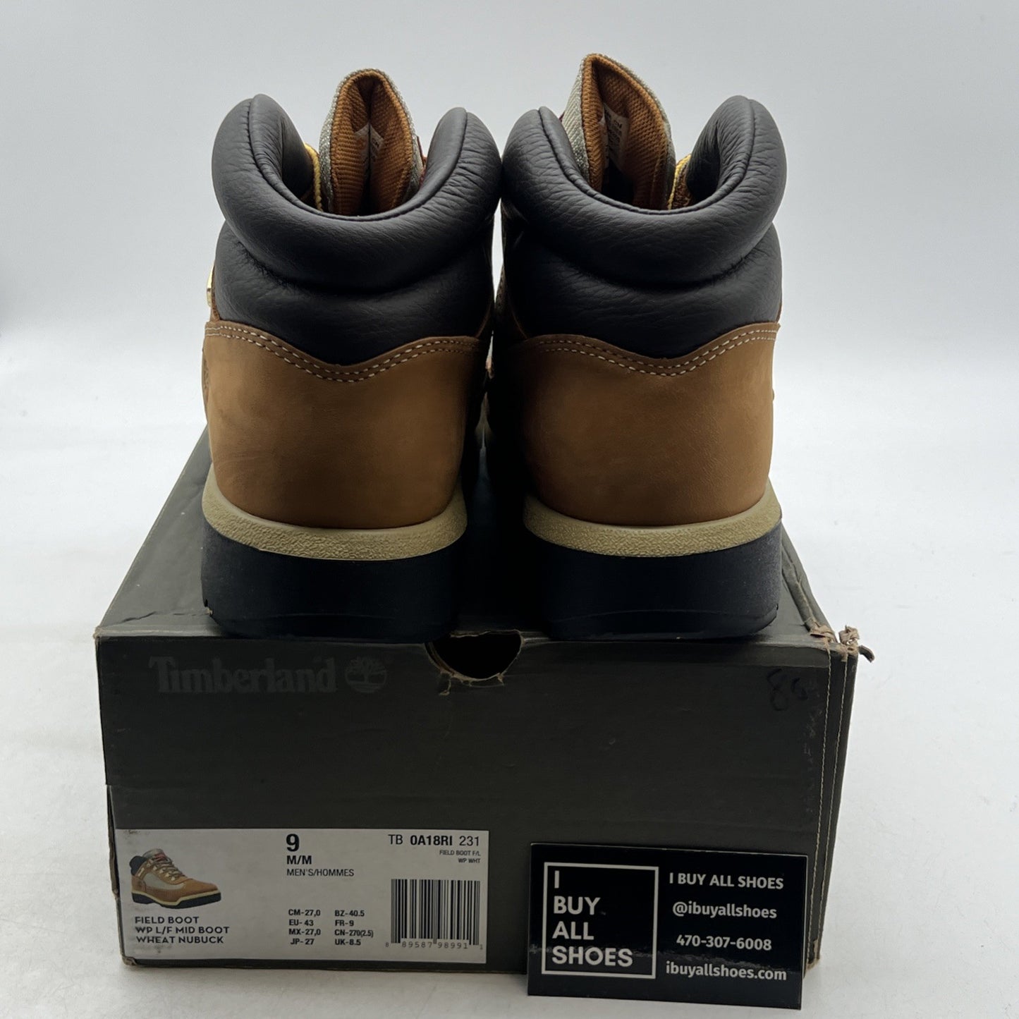 Size 9 - Timberland Men's Wheat Nubuck Leather Waterproof Boots (TB0A18RI231)