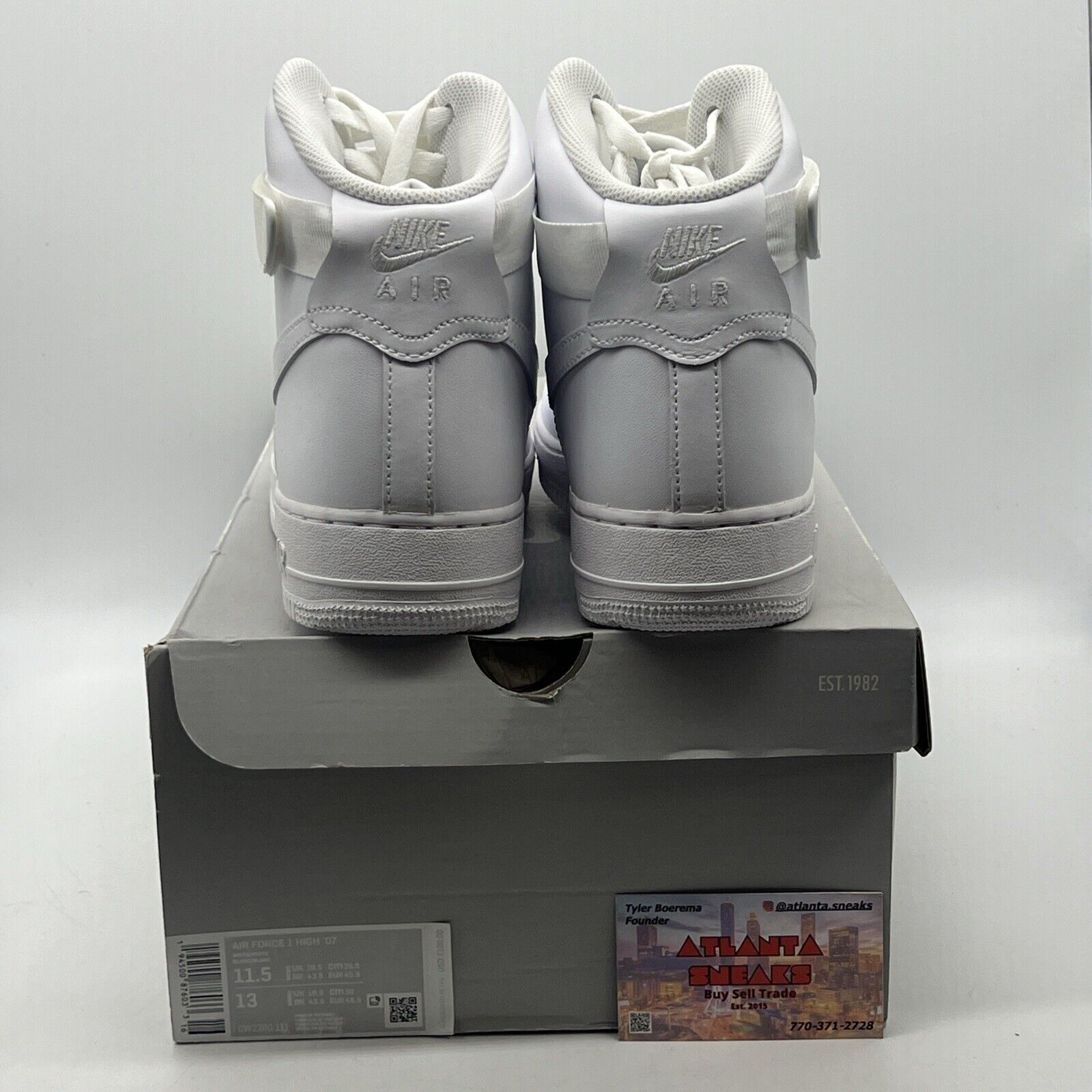 Size 11.5 - Nike Air Force 1 '07 High Triple White Leather (CW2290-111)