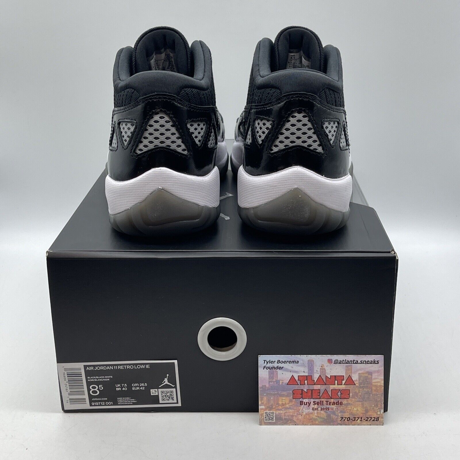 Size 8.5 - Air Jordan 11 Retro IE Low Black White Suede Leather (919712-001)