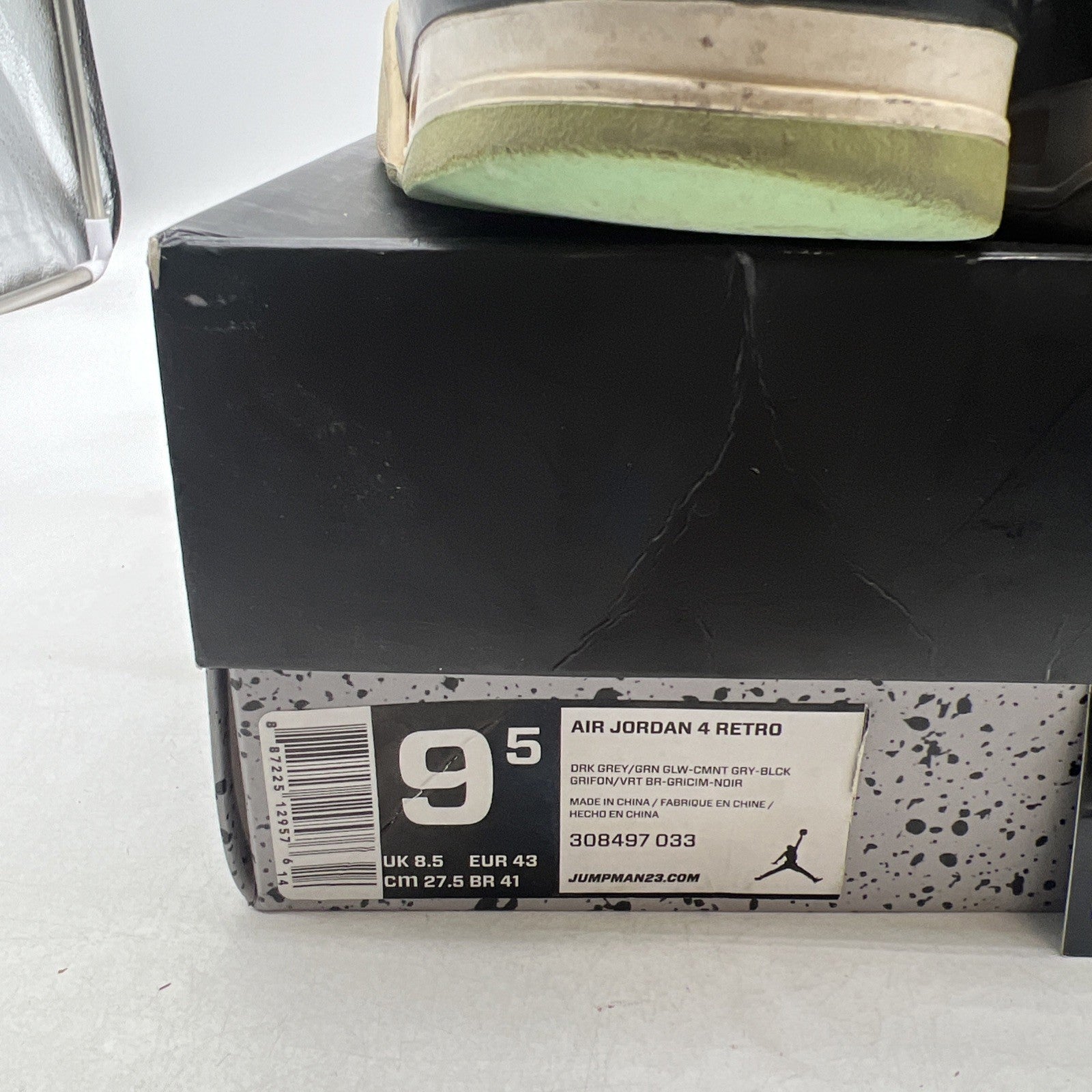 Size 9.5 - Air Jordan 4 Retro Green Glow 2013 (308497-033)