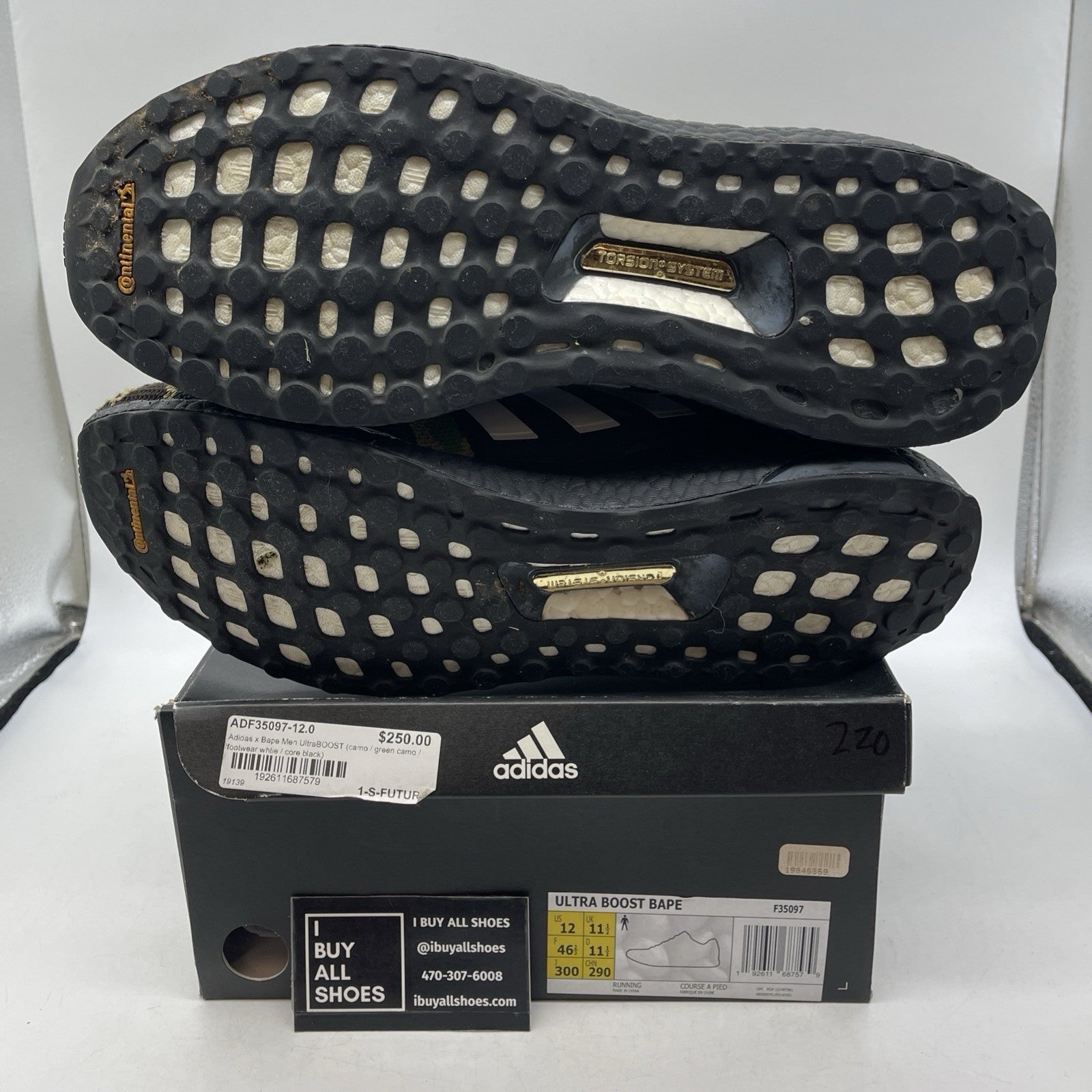 Size 12 - A Bathing Ape x adidas UltraBoost 4.0 Green Camo (F35097)