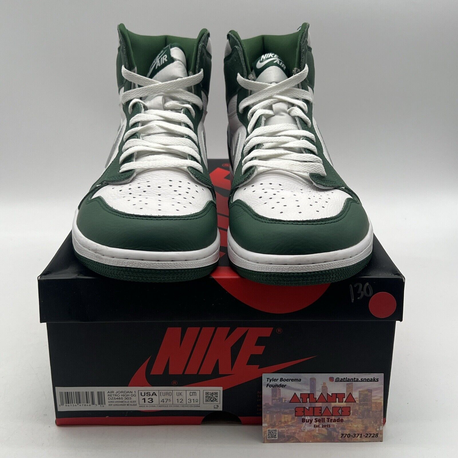 Size 13 - Jordan 1 Retro OG High Gorge Green Whit Silver Leather (DZ5485-303)