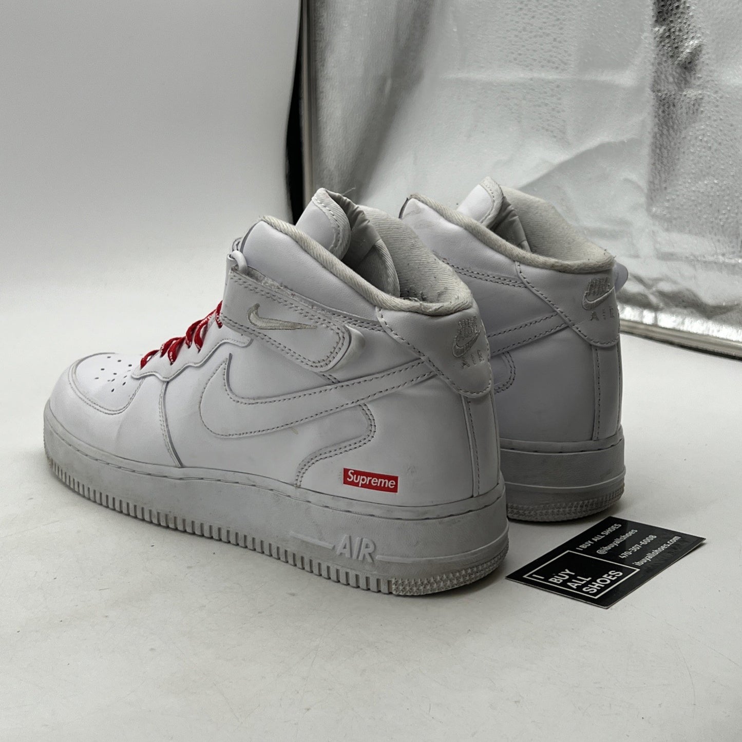 Size 10 - Nike Supreme x Air Force 1 Mid Box Logo - Triple White (FZ8784-100)
