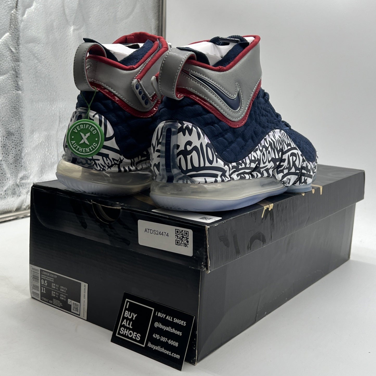Size 9.5 - Nike LeBron 17 LeBron 4 Cold Blue Graffiti (CT6047-400)