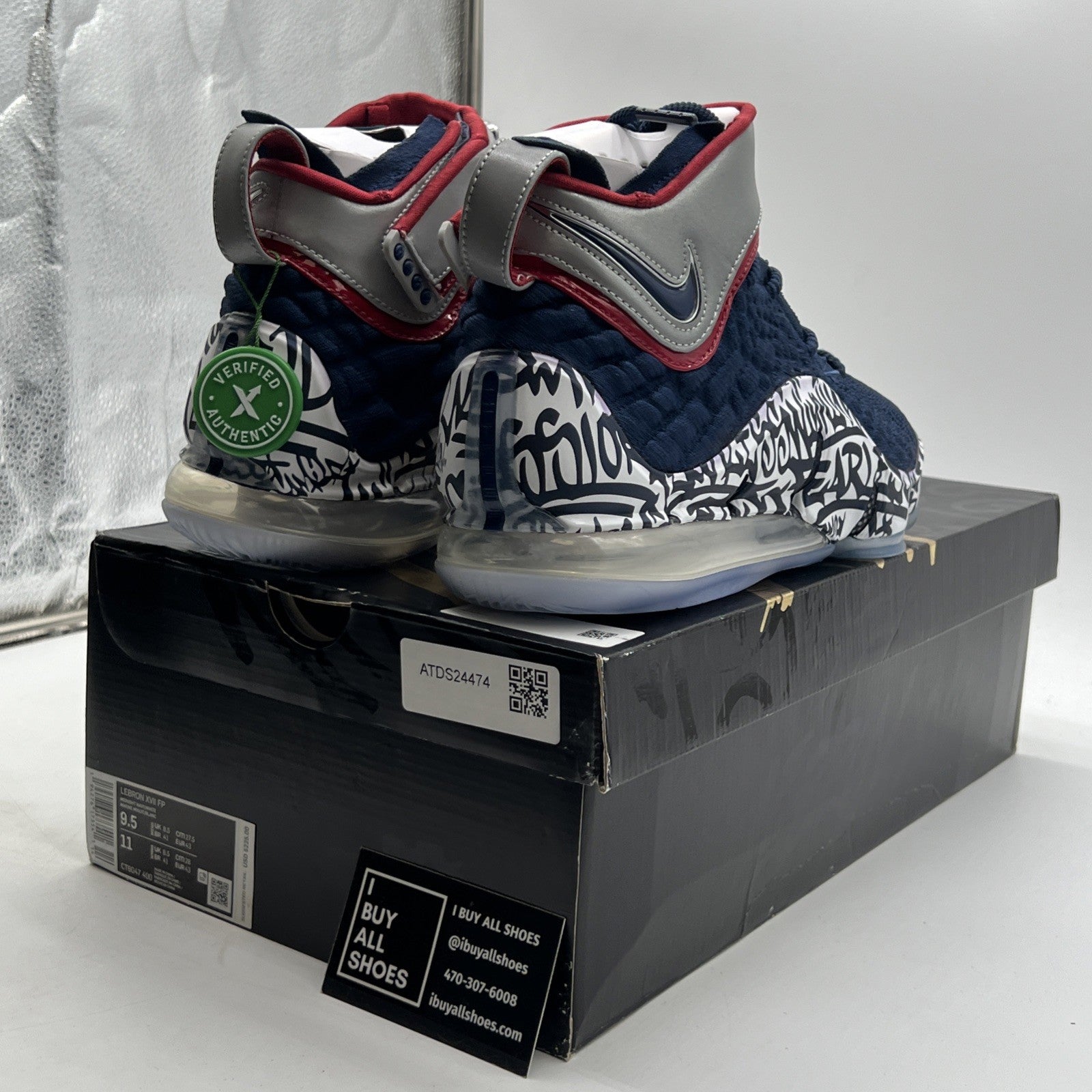 Size 9.5 - Nike LeBron 17 LeBron 4 Cold Blue Graffiti (CT6047-400)