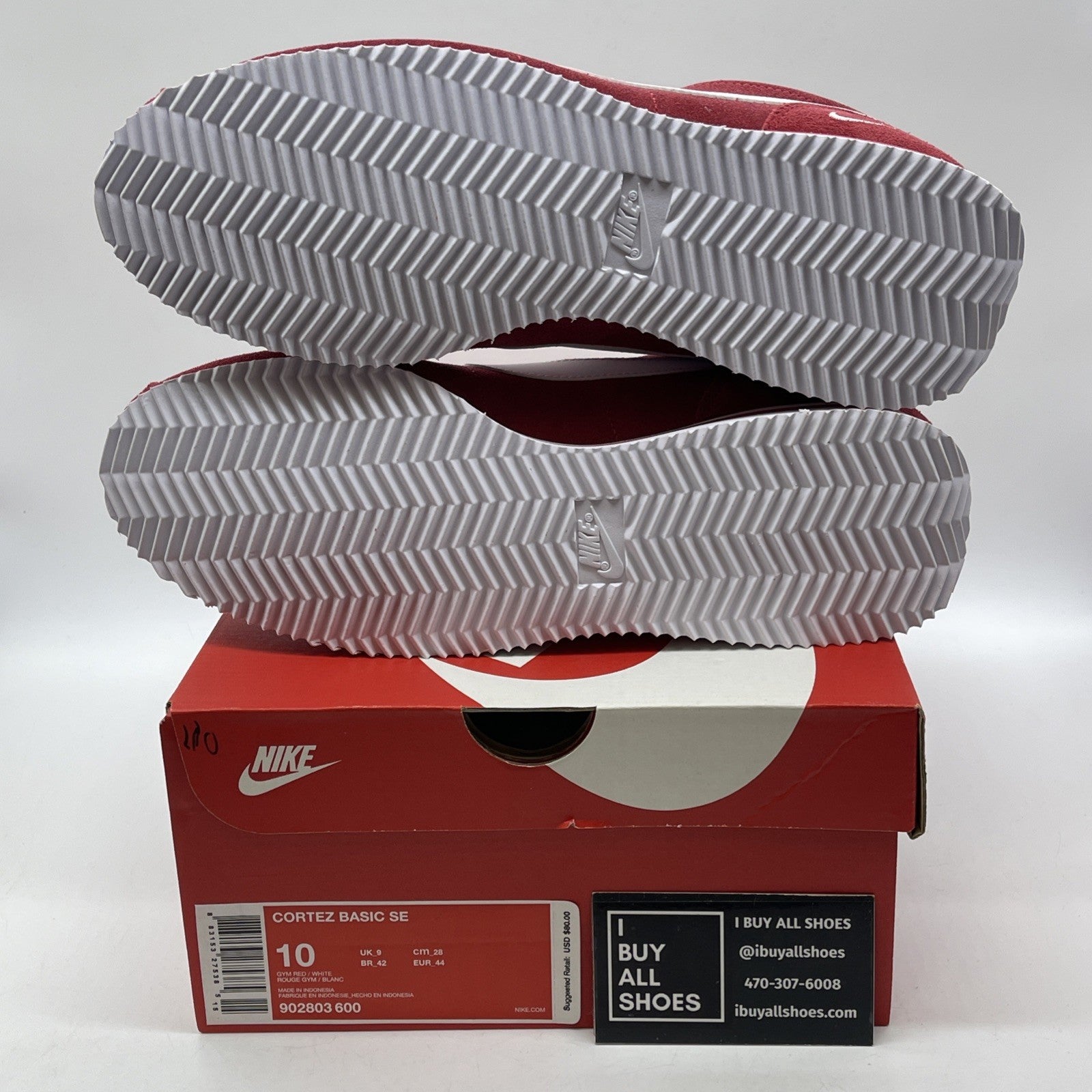 Size 10 - Nike Cortez Basic SE Gym Red White Suede Leather (902803-600)