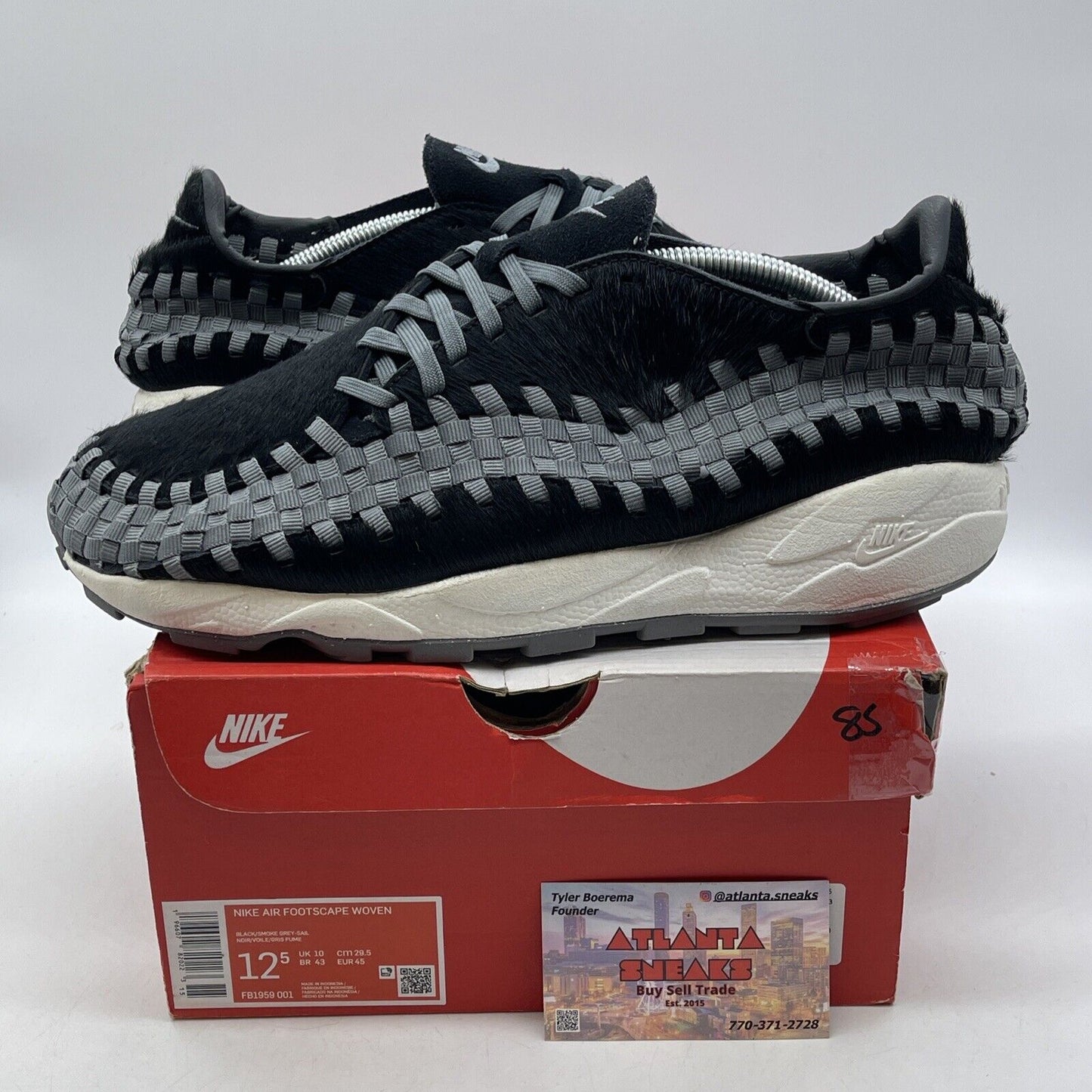 Size 12.5W - Nike Air Footscape Woven Black Smoke Grey Suede (FB1959-001)