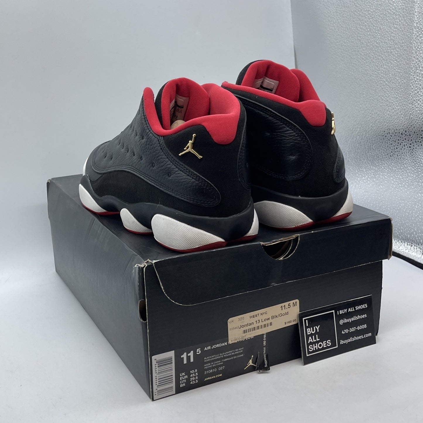 Size 11.5 - Air Jordan 13 Retro Low Bred Red Suede Leather (310810-027)