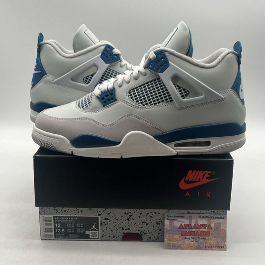 Size 12 - Air Jordan 4 Retro 2024 Military Blue White Leather Suede (FV5029-141)