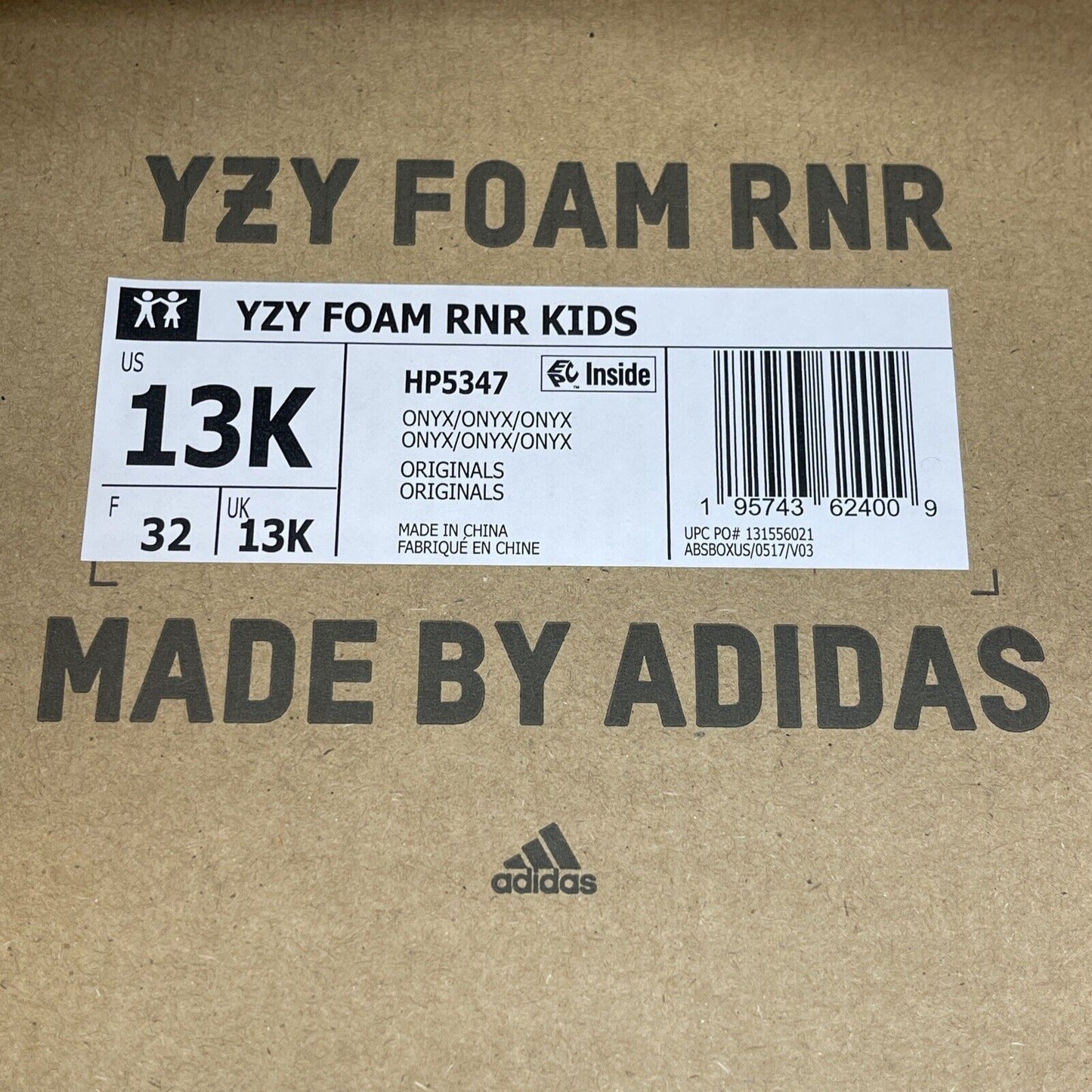 Size 13K - Adidas Yeezy Foam Runner Onyx Kids Black Rubber (HP5347)