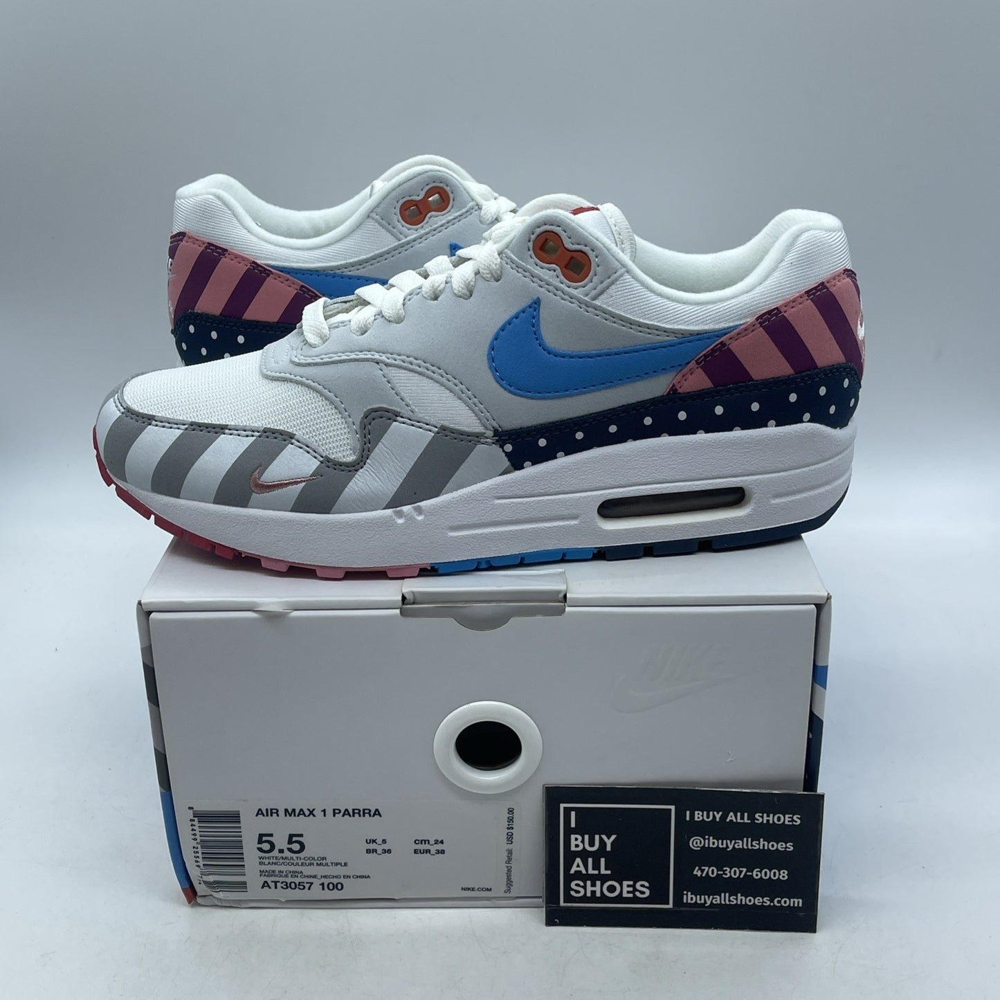 Size 5.5 - Parra x Nike Air Max 1 White (AT3057-100)