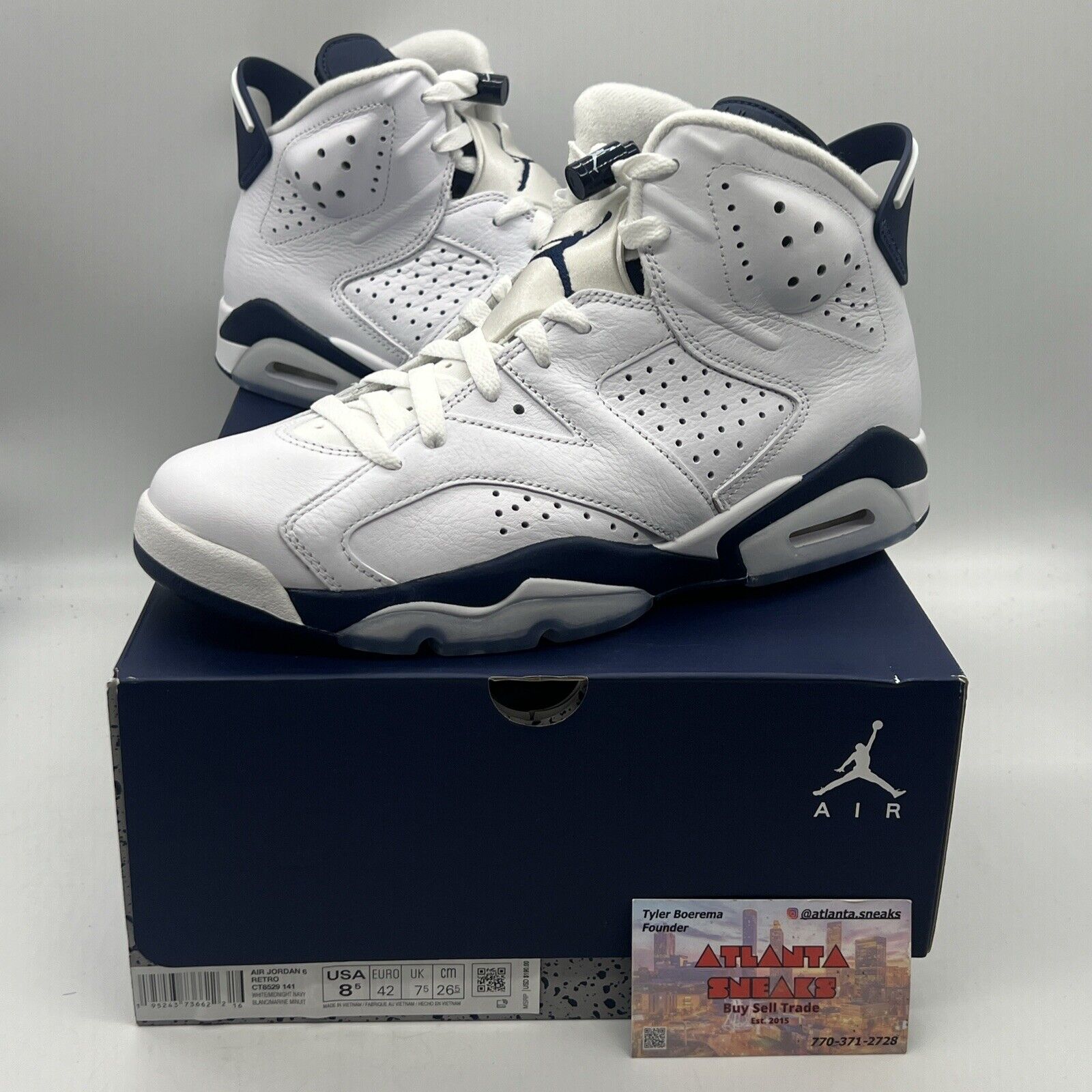 Size 8.5 - Jordan 6 Retro Midnight Navy Brand New Og All White Icey Leather DS