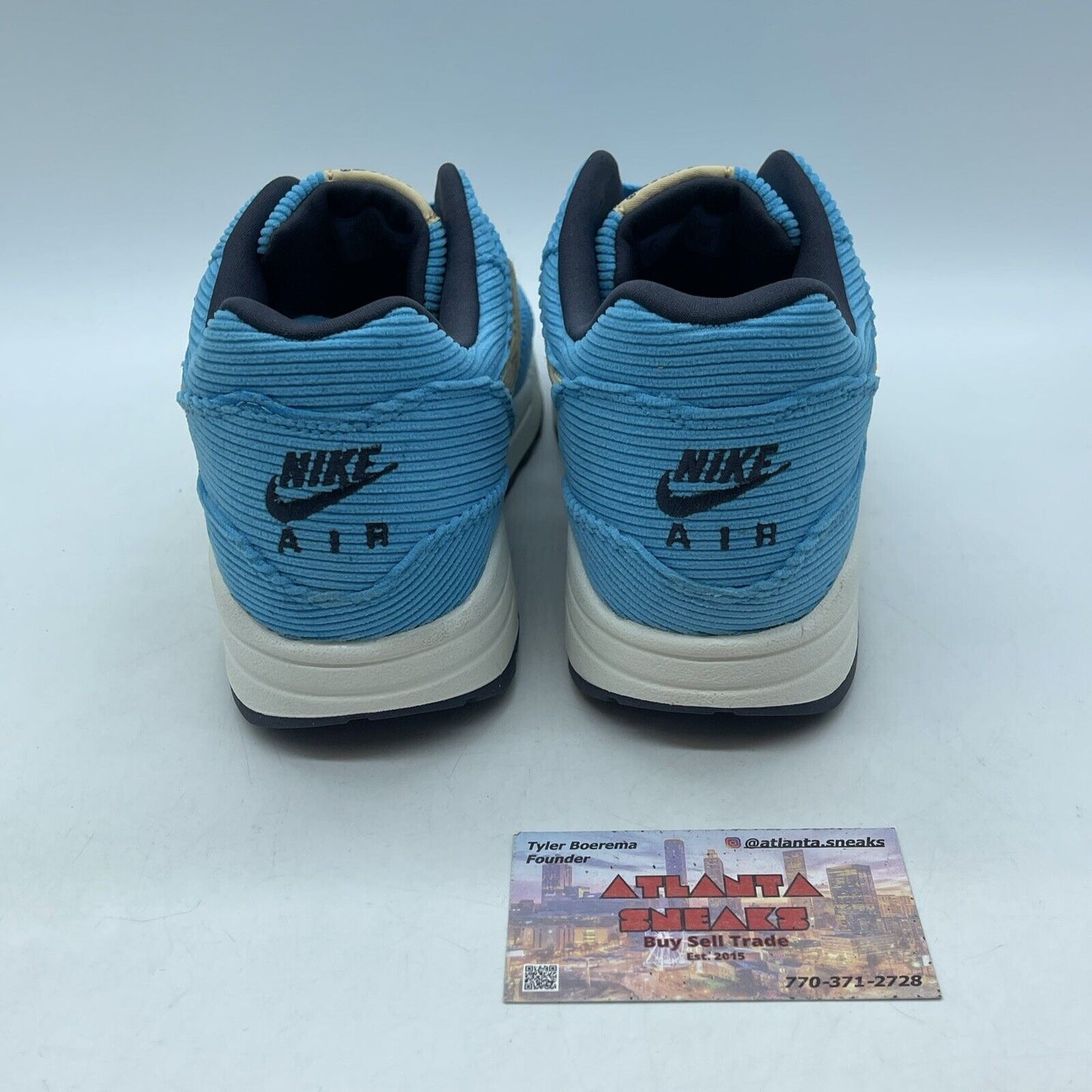 Size 9 - Nike Air Max 1 Premium Baltic Blue Corduroy Brown Suede (FB8915-400)