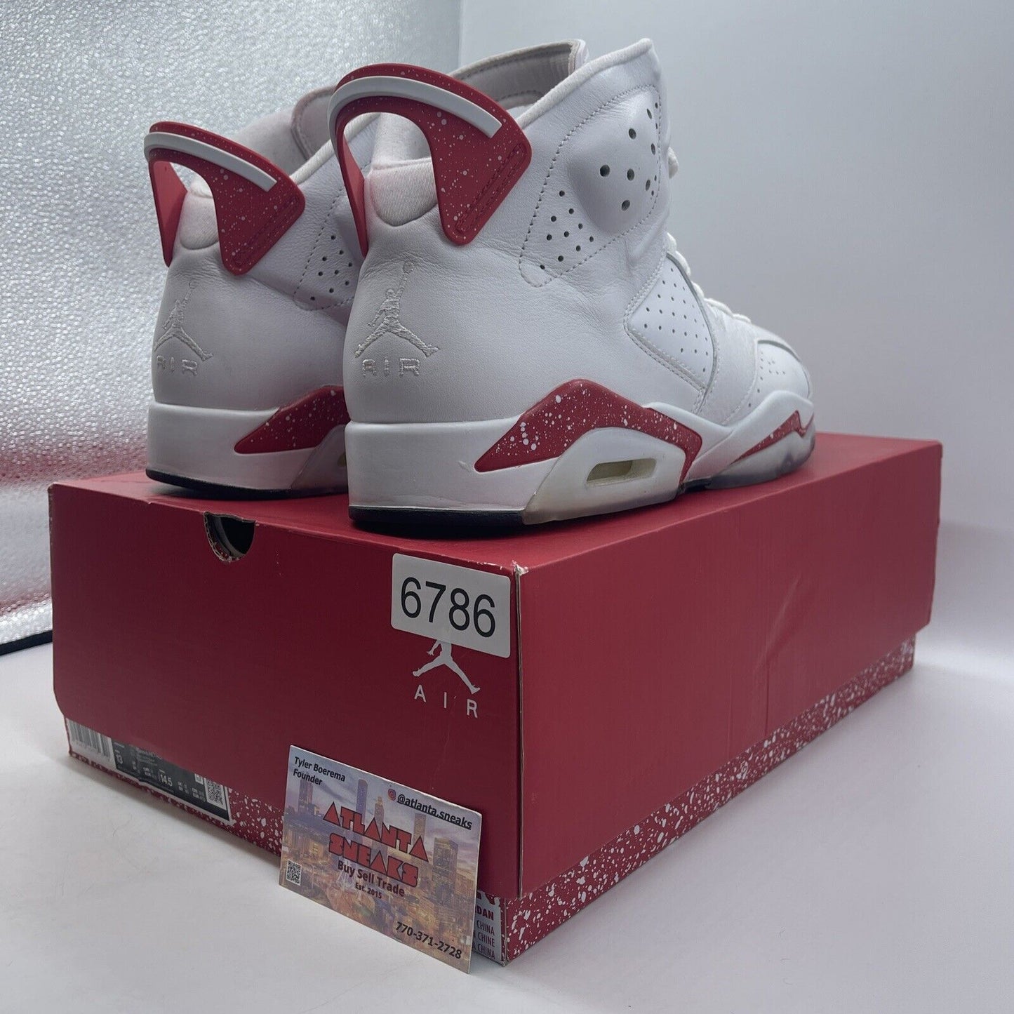 Size 13 - Jordan 6 White and University Red 2022 Leather (CT8529-162)