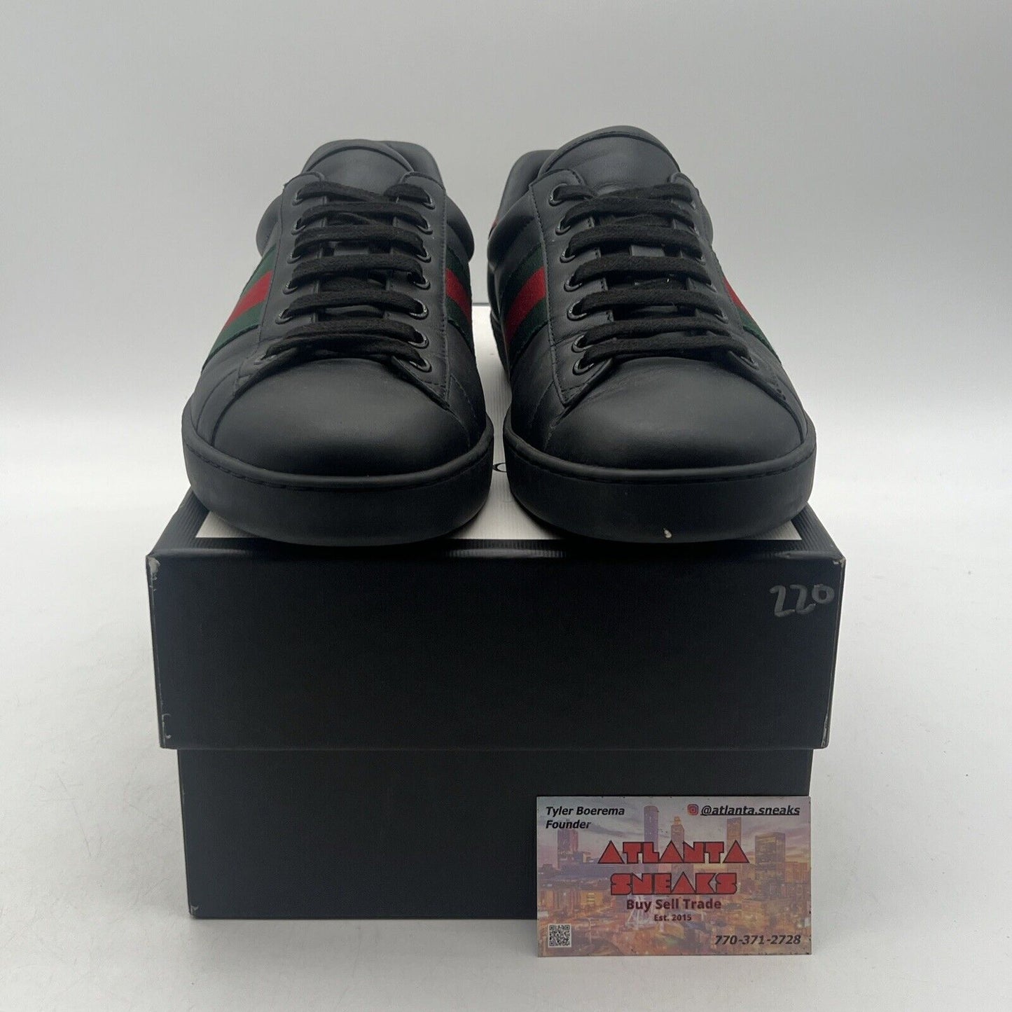 Size 9.5 - Gucci Ace Leather Black Red Green Leather