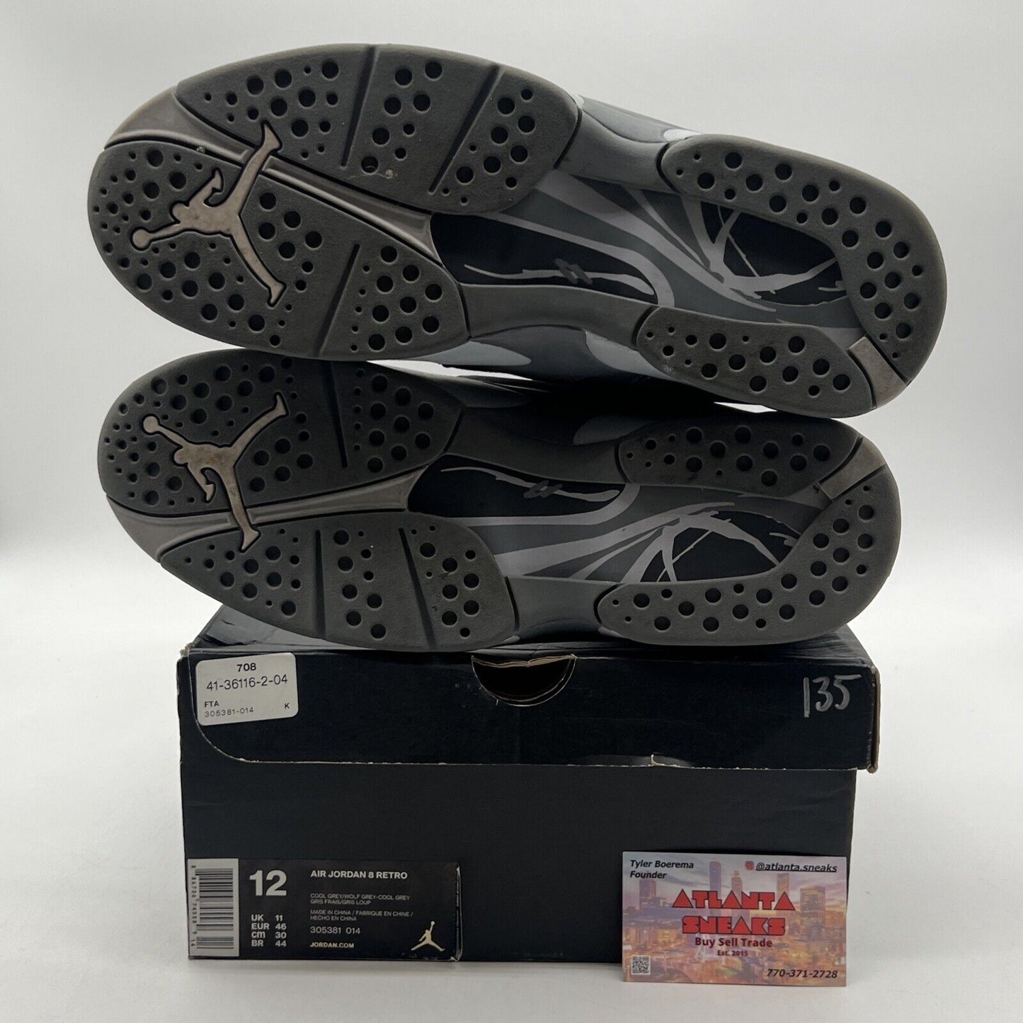 Size 12 - Air Jordan 8 Retro Cool Grey Suede Leather (305381-014)